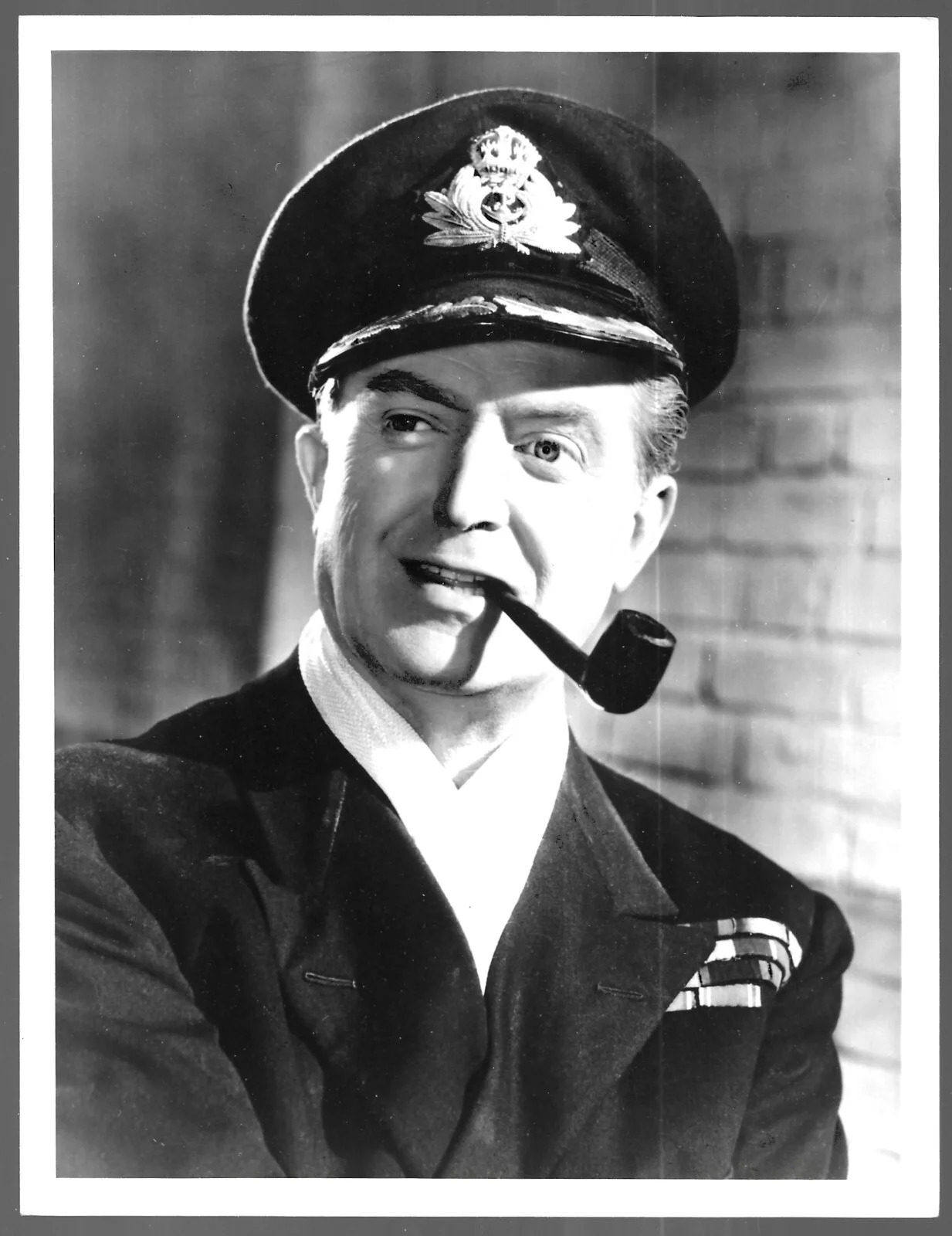 Vintage Movie Film Photo Jack Warner British Actor Pipe Navy Cap Military, изображение 2