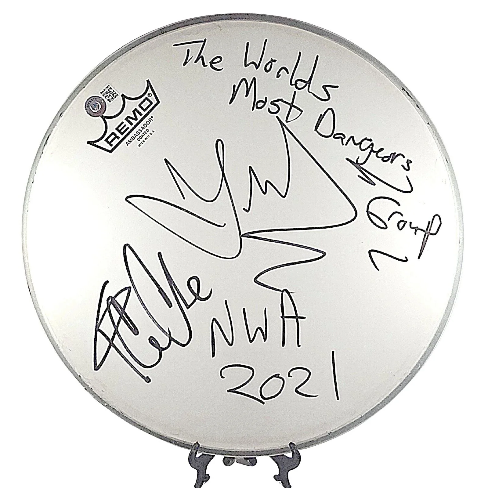 Ice Cube, DJ Yella — Ice Cube DJ Yella Signed NWA Drumhead Exact Photo Proof Beckett BAS COA Hip Hop, image 4