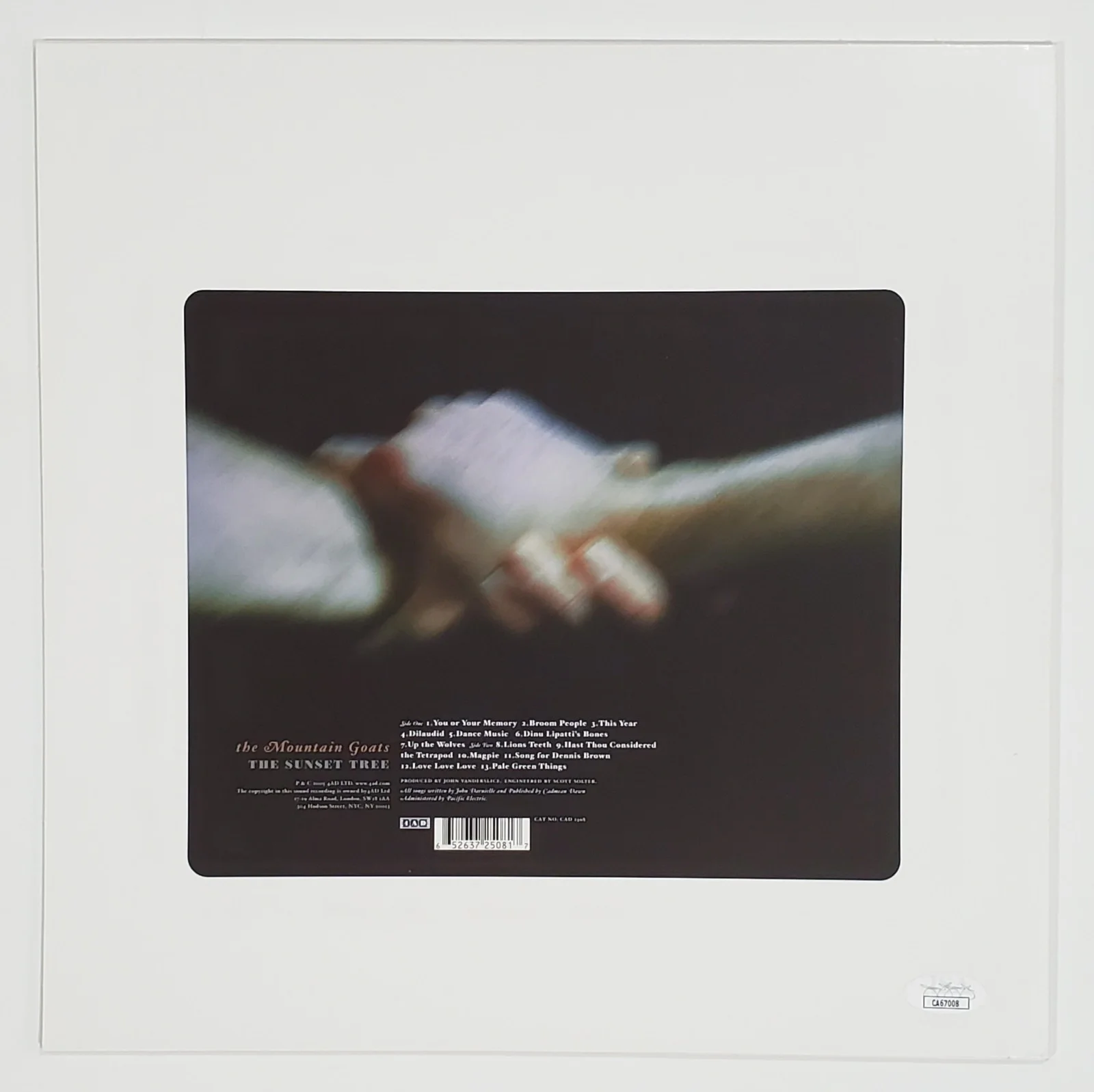 JOHN DARNIELLE MOUNTAIN GOATS SIGNED SUNSET TREE VINYL LP ALBUM W/JSA CERT, изображение 2