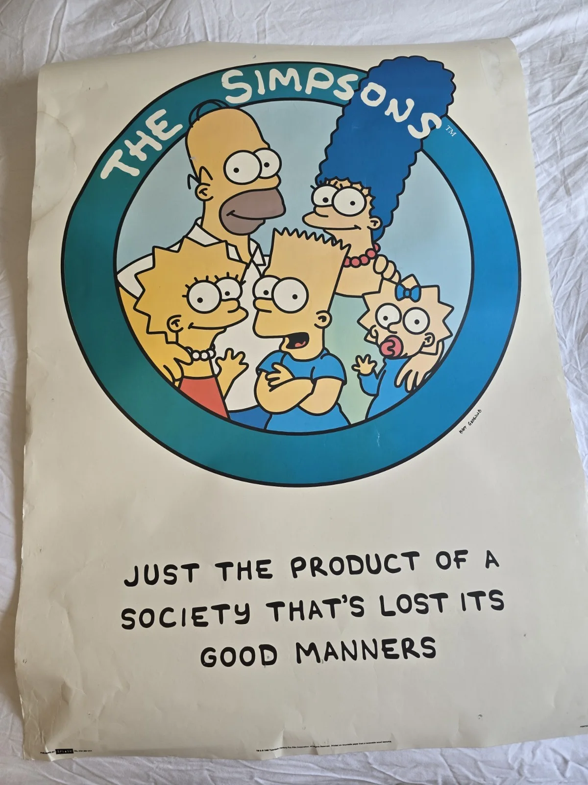 Vintage 1996 The Simpsons Characters Classic Quotes Huge Poster 25x 35 inches, изображение 2