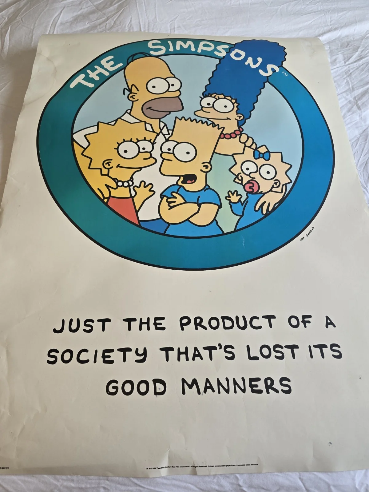 Vintage 1996 The Simpsons Characters Classic Quotes Huge Poster 25x 35 inches, изображение 3