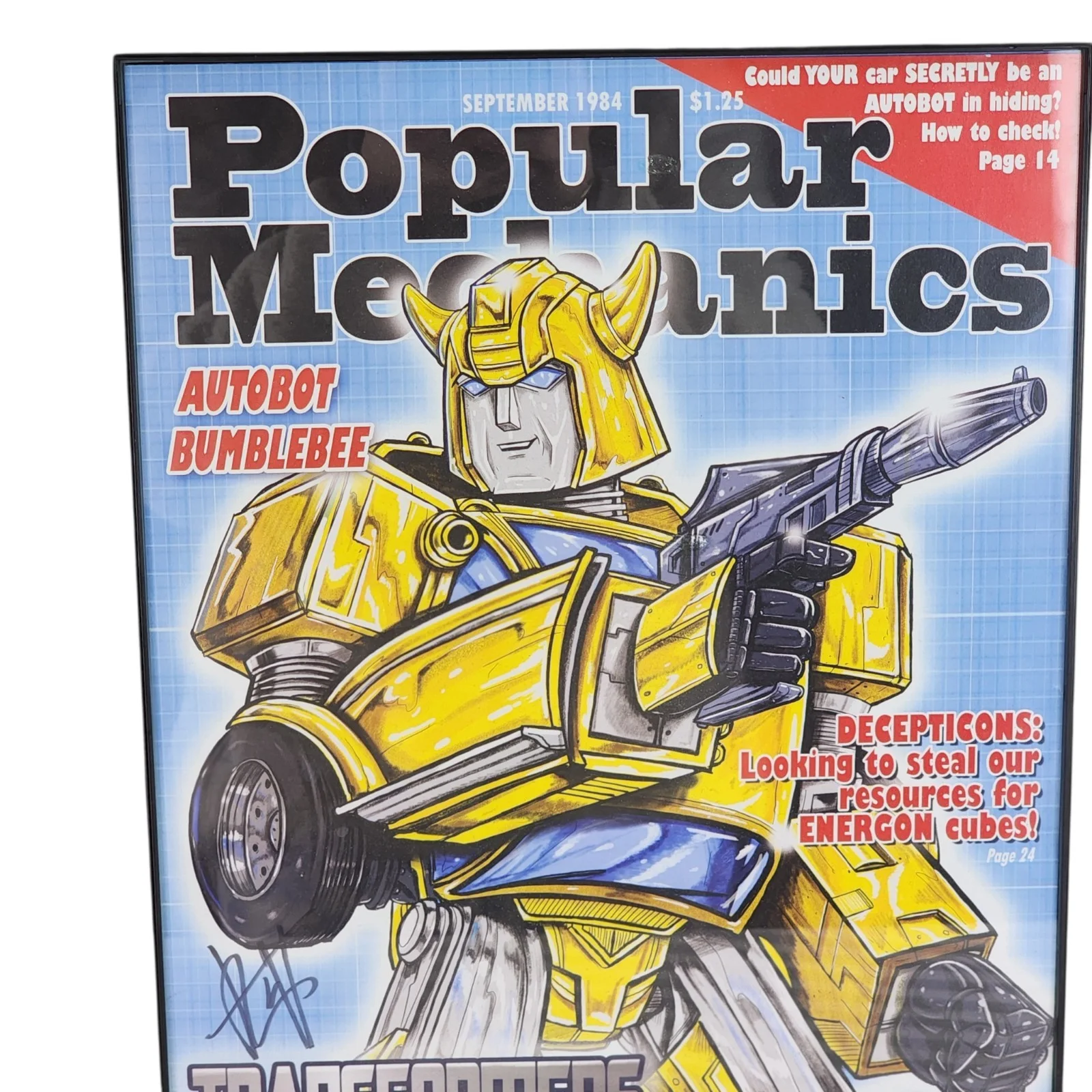 1984 Transformers Popular Mechanics Poster Autobot Bumblebee- Signed Autographed, image 4