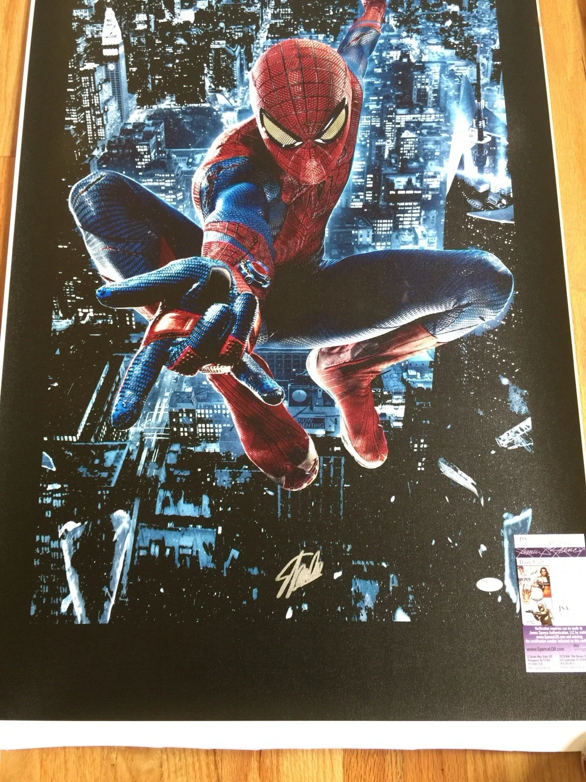 Stan lee — MARVEL COMICS STAN LEE signed 23.5x36 SPIDER-MAN GICLEE CANVAS JSA WITNESS COA 2, image 2