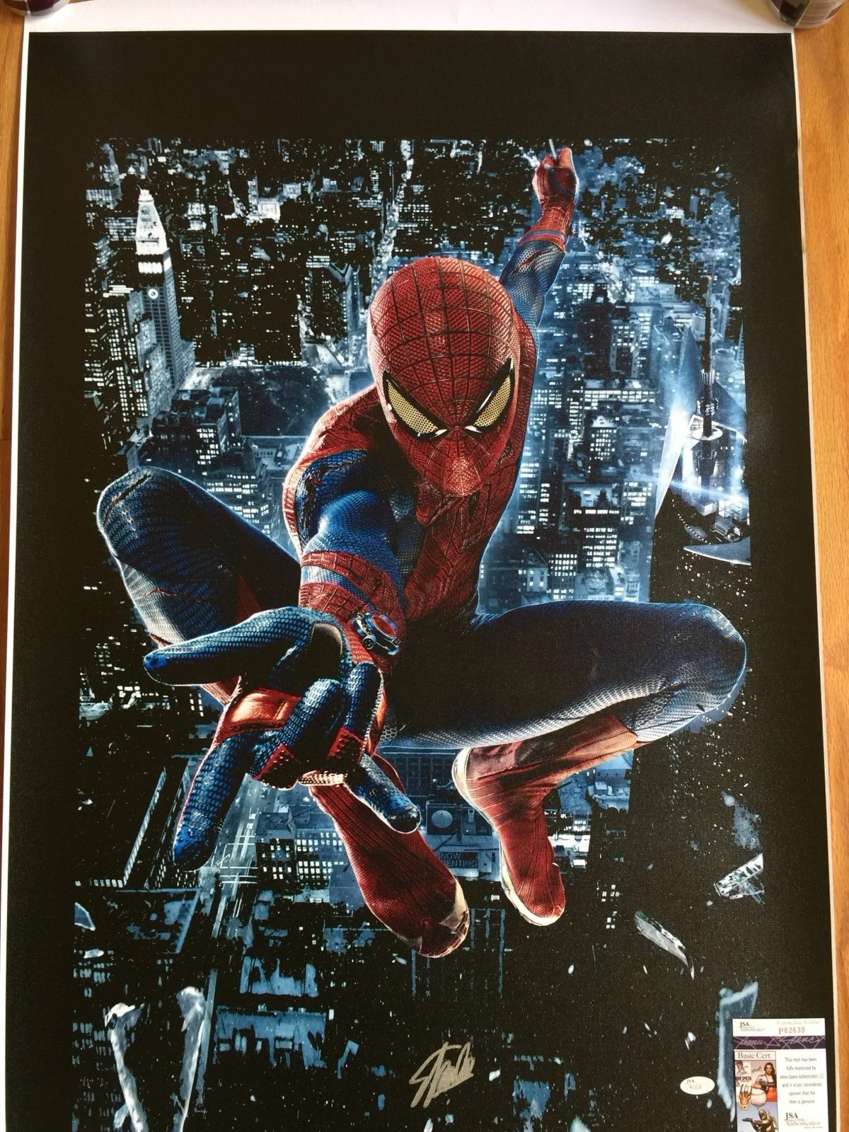 Stan lee — MARVEL COMICS STAN LEE signed 23.5x36 SPIDER-MAN GICLEE CANVAS JSA WITNESS COA 2, image 5