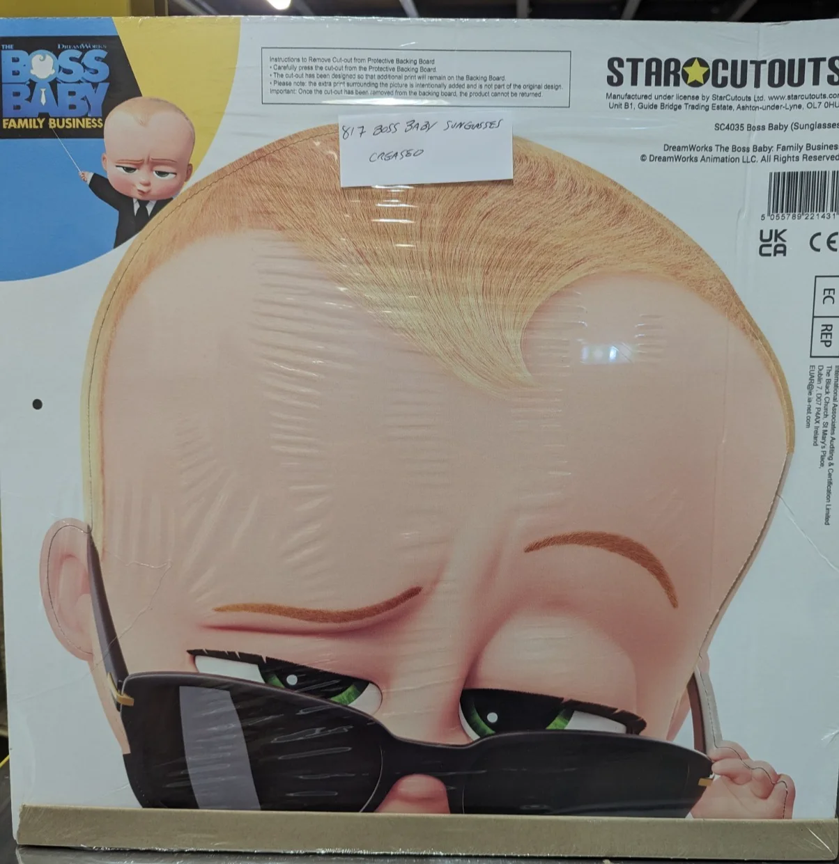 Boss Baby Sunglasses Cardboard Cutout / Standee 90cm Tall *Damaged*, image 2