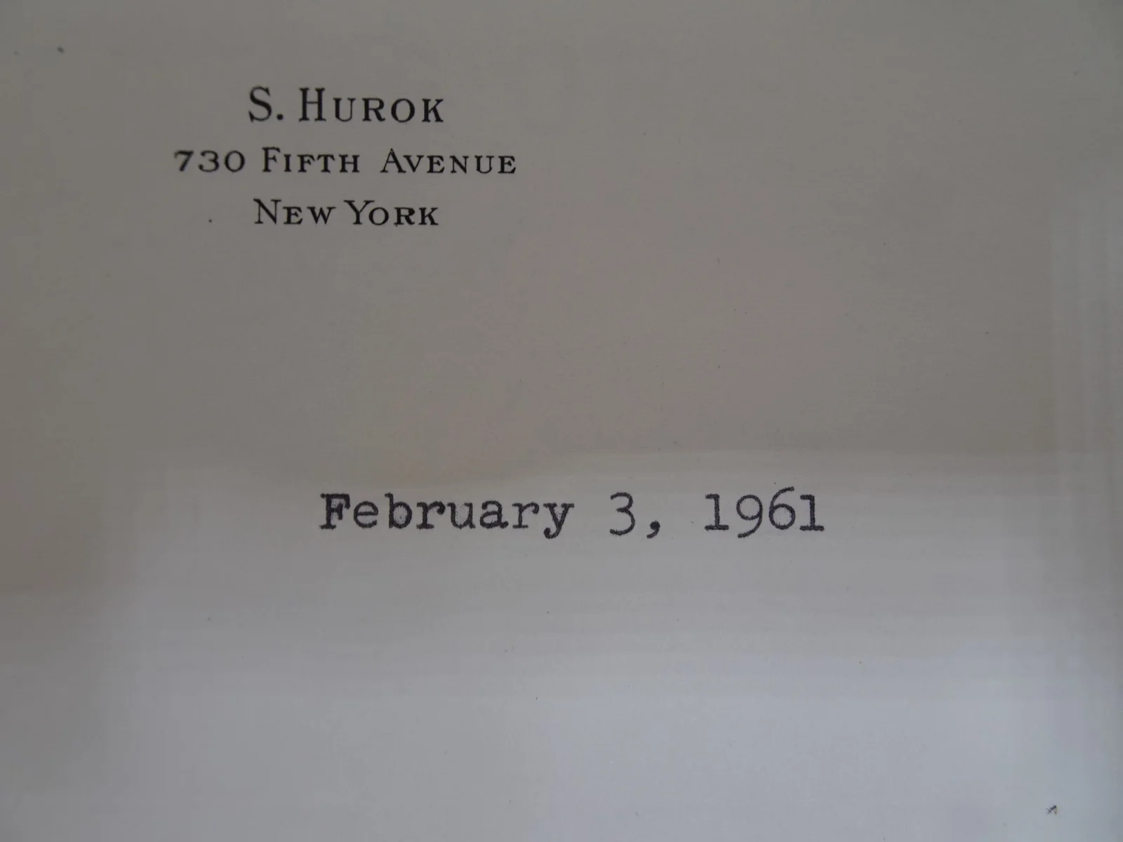 Sol Hurok — Sol Hurok Russian Impresario Autographed Letter to Symphony Manager 2/3/1961, image 3