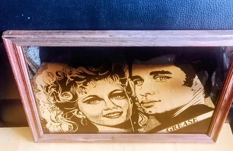 Vintage Grease Danny & Sandy mirror picture John Travolta Olivia Newton John, image 3