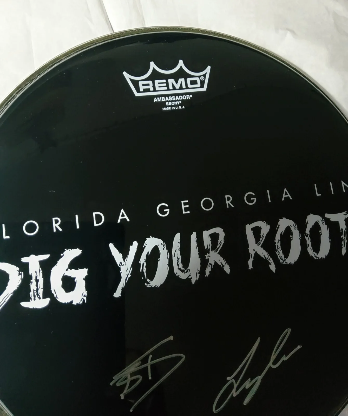 Florida Georgia Line Autograph Drum Head Signed, image 2