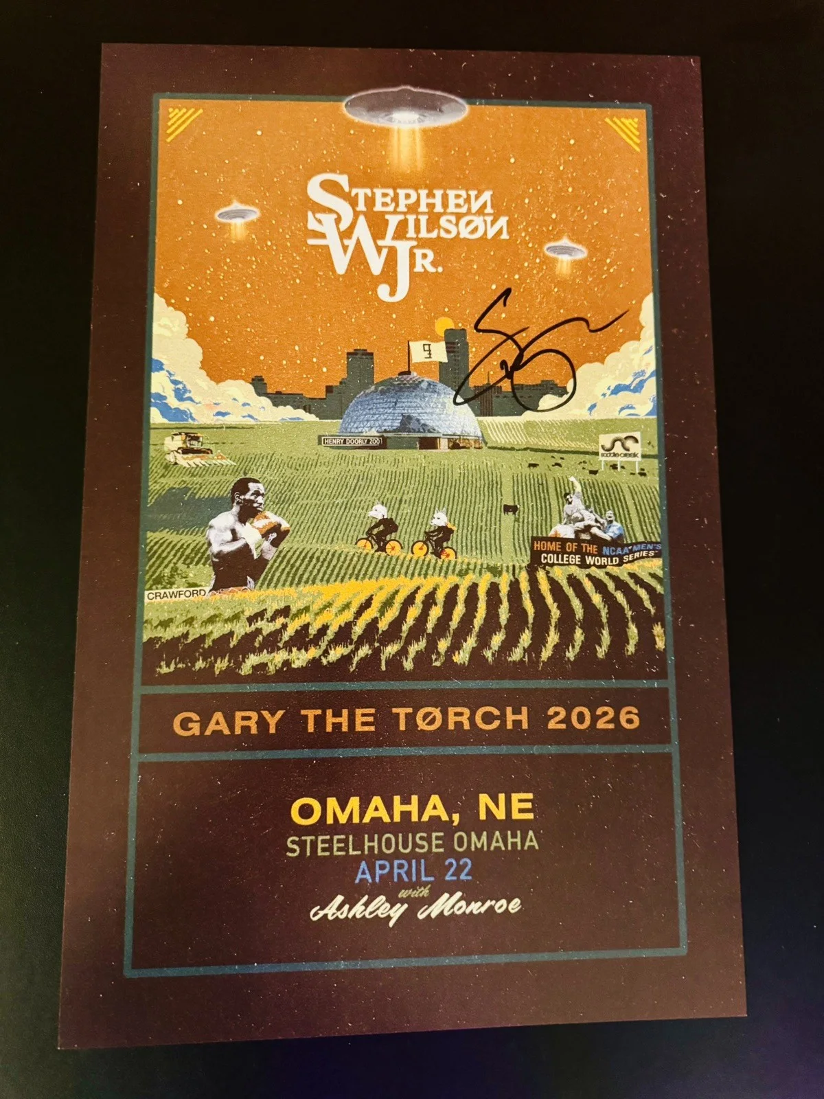 Stephen Wilson Jr. Autographed Concert Poster Omaha April 22 2026 + GARY Card, изображение 2