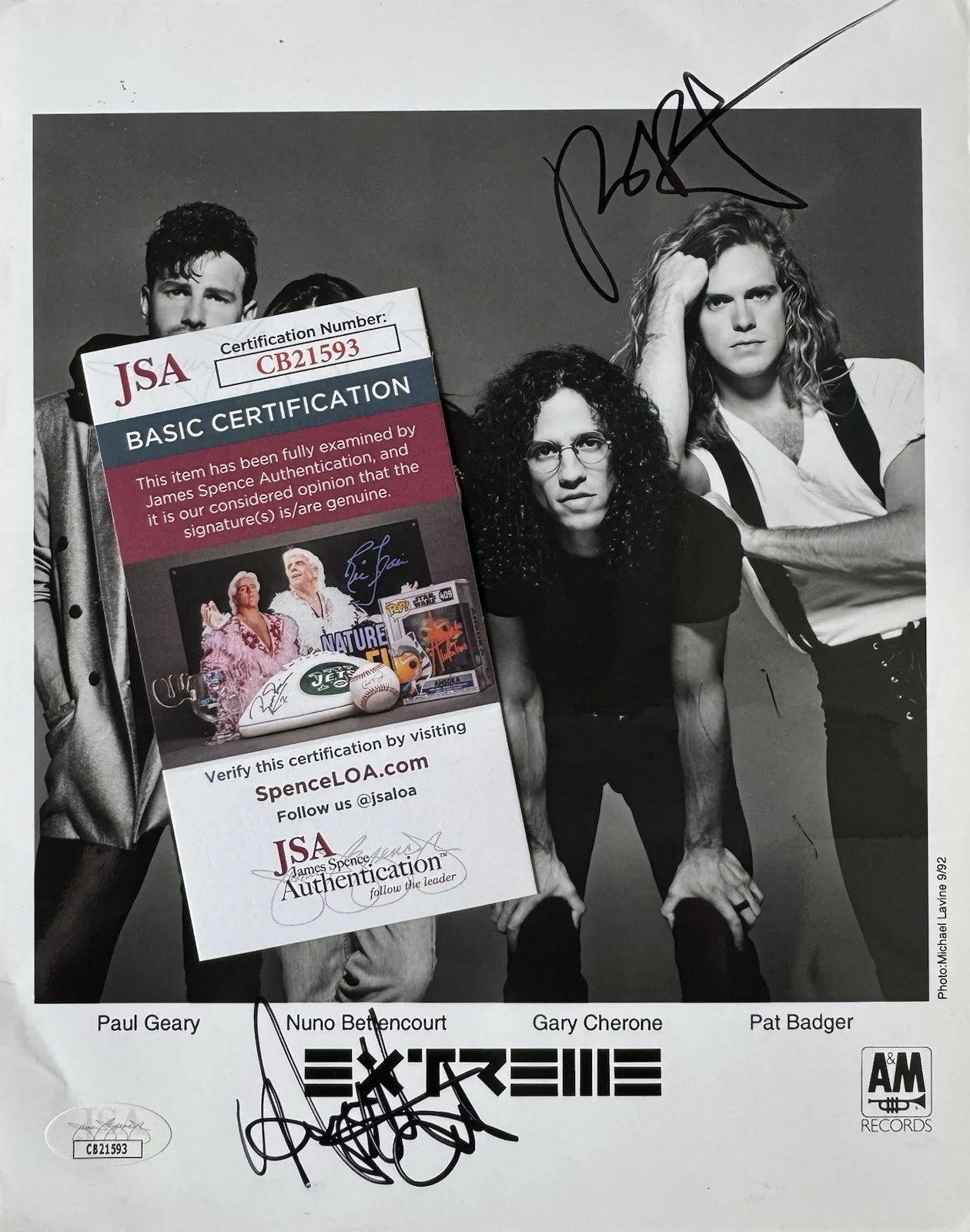 Van Halen’s Nuno Bettencourt & Pat Badger Signed 8x10 Photo Extreme JSA COA, изображение 2