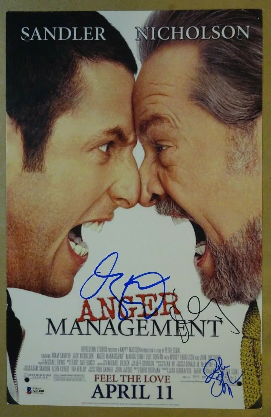 Adam Sandler, Marisa Tomei, Jonathan Loughran — Signed Anger Management Autographed By 3 11"x17" Photo Sandler + Beckett LOA COA, изображение 2