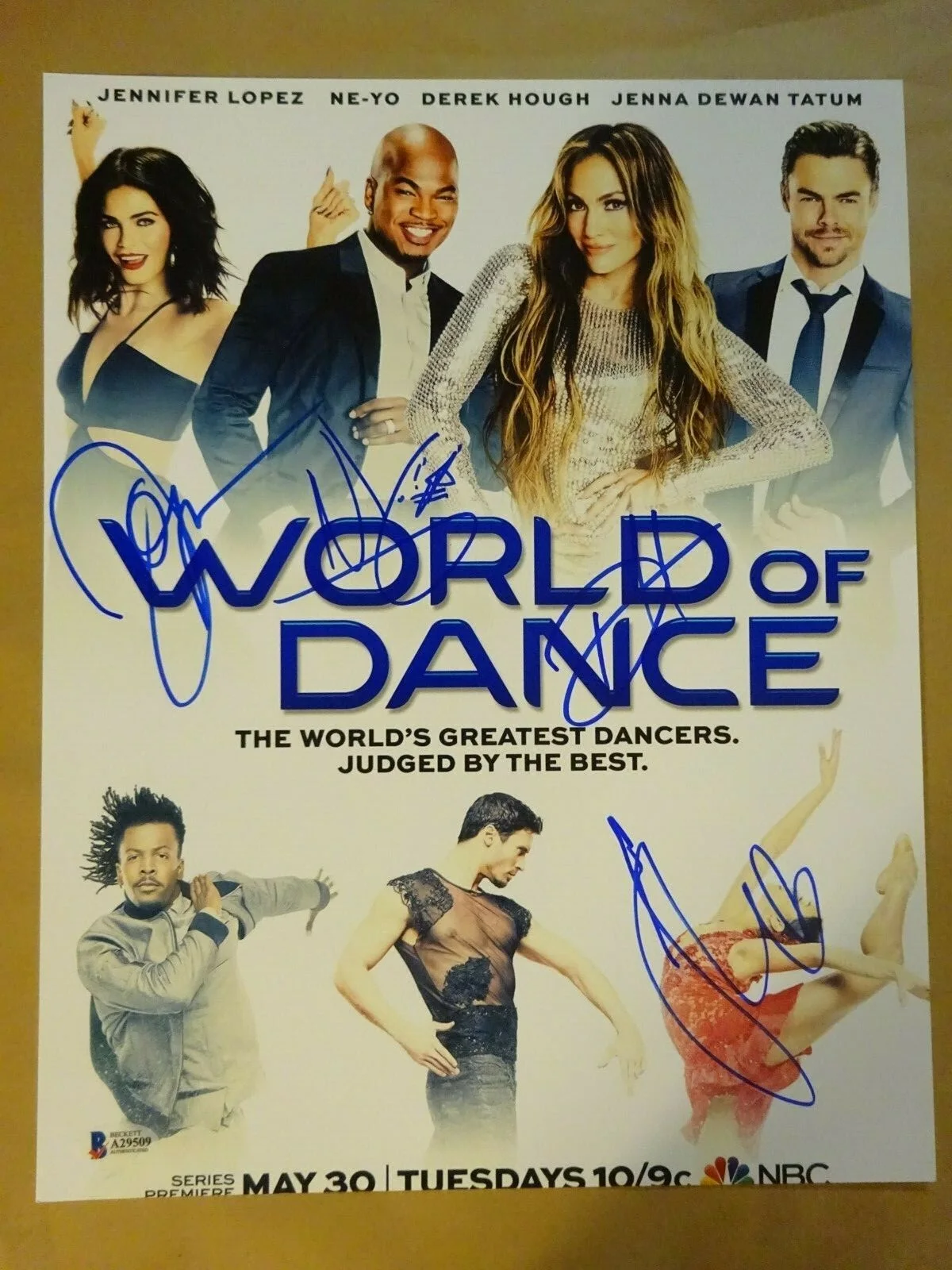 Jennifer Lopez, Ne-Yo, Derek Hough, Jenna Dewan — Signed Ne-Yo D Hough J Dewan JLO J Lopez 11X14 World Of Dance Photo Beckett COA, изображение 2