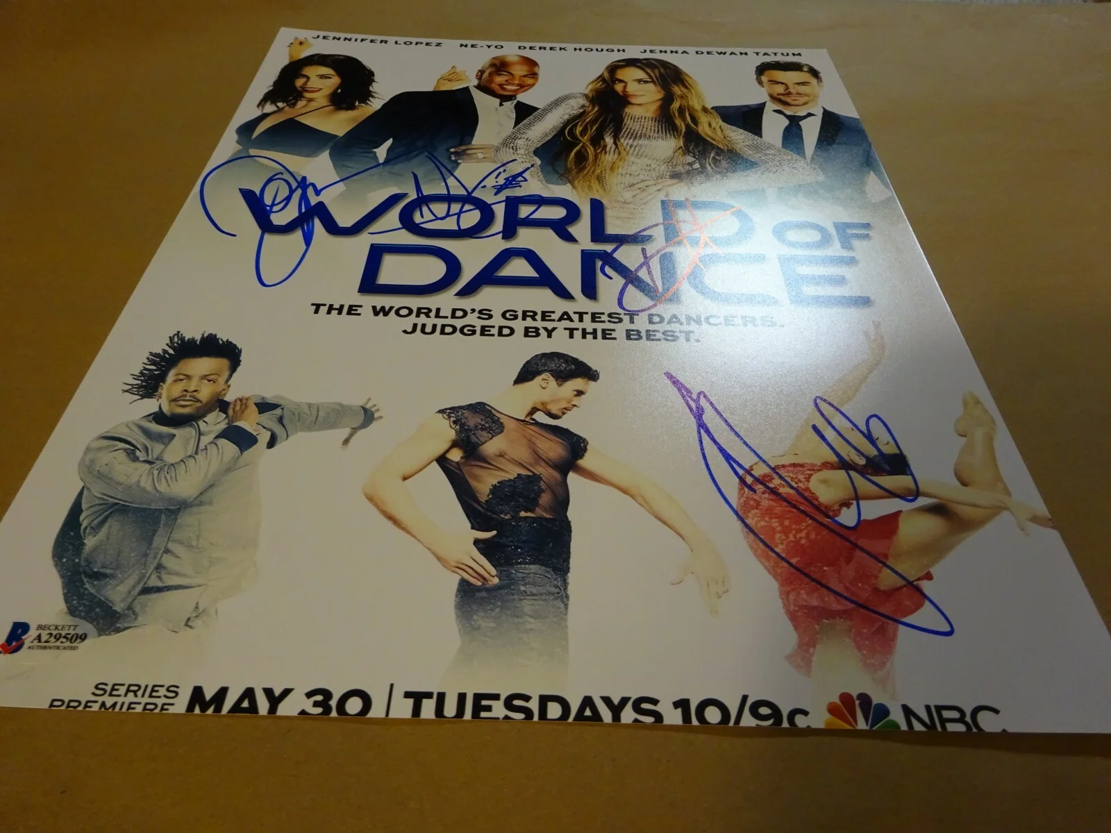 Jennifer Lopez, Ne-Yo, Derek Hough, Jenna Dewan — Signed Ne-Yo D Hough J Dewan JLO J Lopez 11X14 World Of Dance Photo Beckett COA, изображение 3