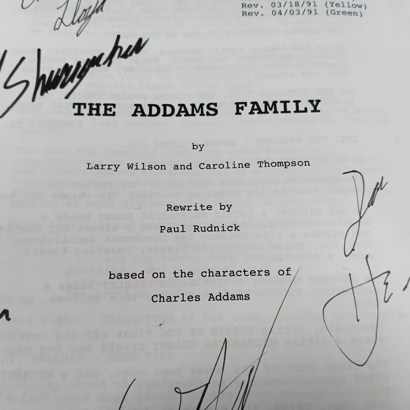 Addams Family Script Signed Autographed Christopher Lloyd Christina Ricci, image 2