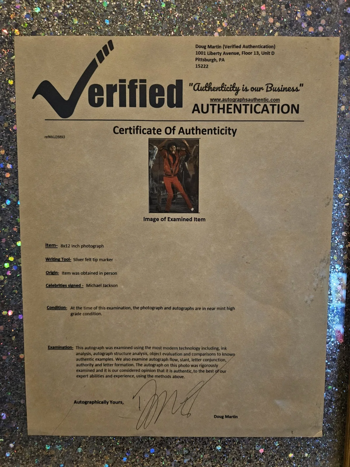 Framed 23x19 Michael Jackson Original Signed Photograph Verified Authentication, image 3
