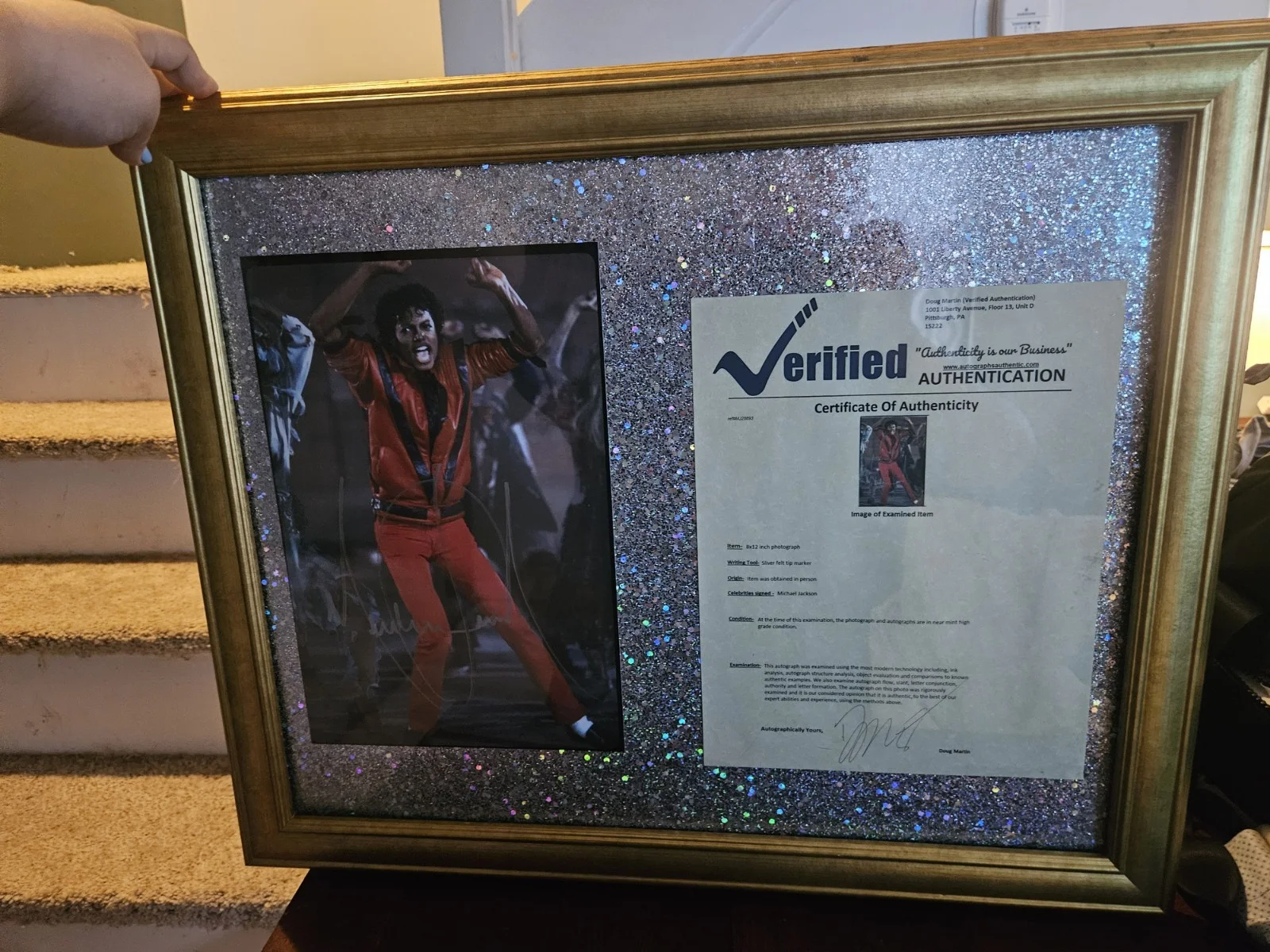 Framed 23x19 Michael Jackson Original Signed Photograph Verified Authentication, image 4