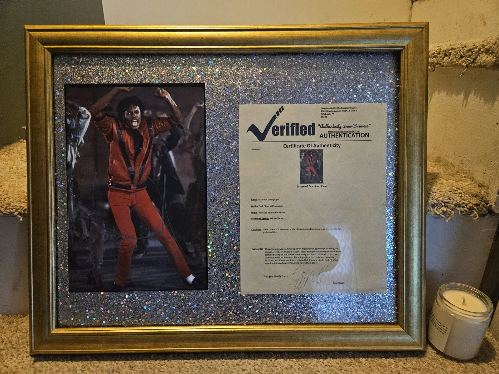 Framed 23x19 Michael Jackson Original Signed Photograph Verified Authentication, image 5