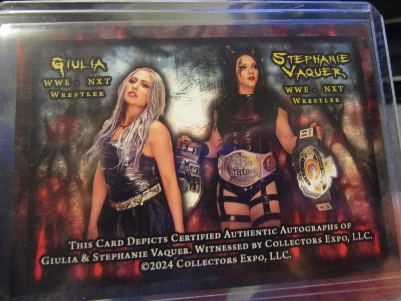 Stephanie Vaquer, Guilia — WWE NXT COLLECTORS EXPO STEPHANIE VAQUER AND GIULIA DUAL AUTO CARD -READ, image 3