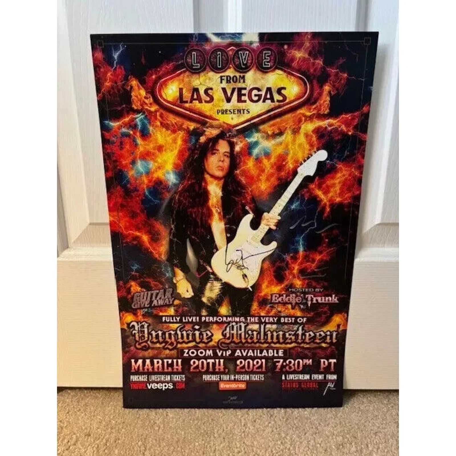 Yngwie Malmsteen signed guitar & poster/hand signed/NOT a reproduction, image 2