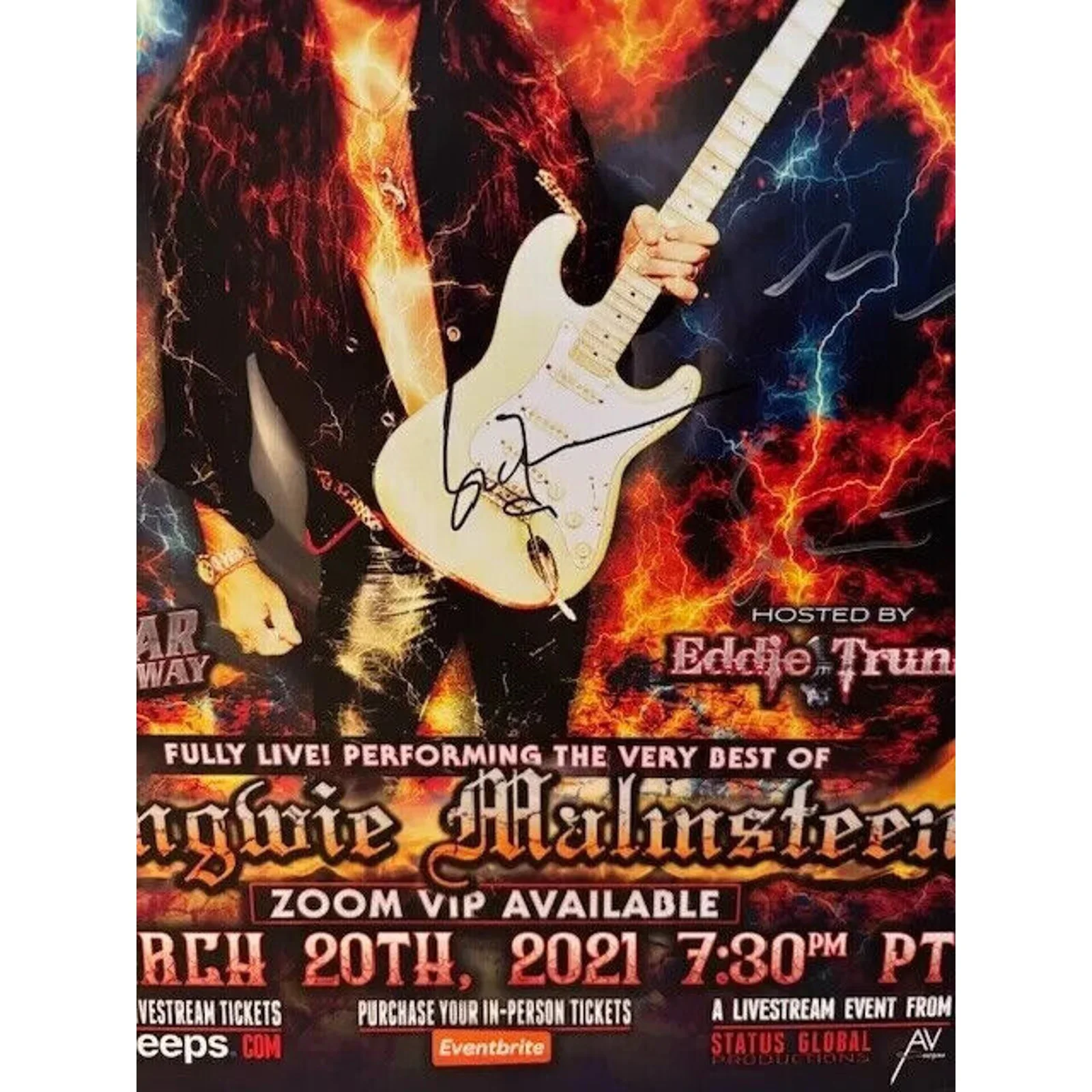 Yngwie Malmsteen signed guitar & poster/hand signed/NOT a reproduction, image 4