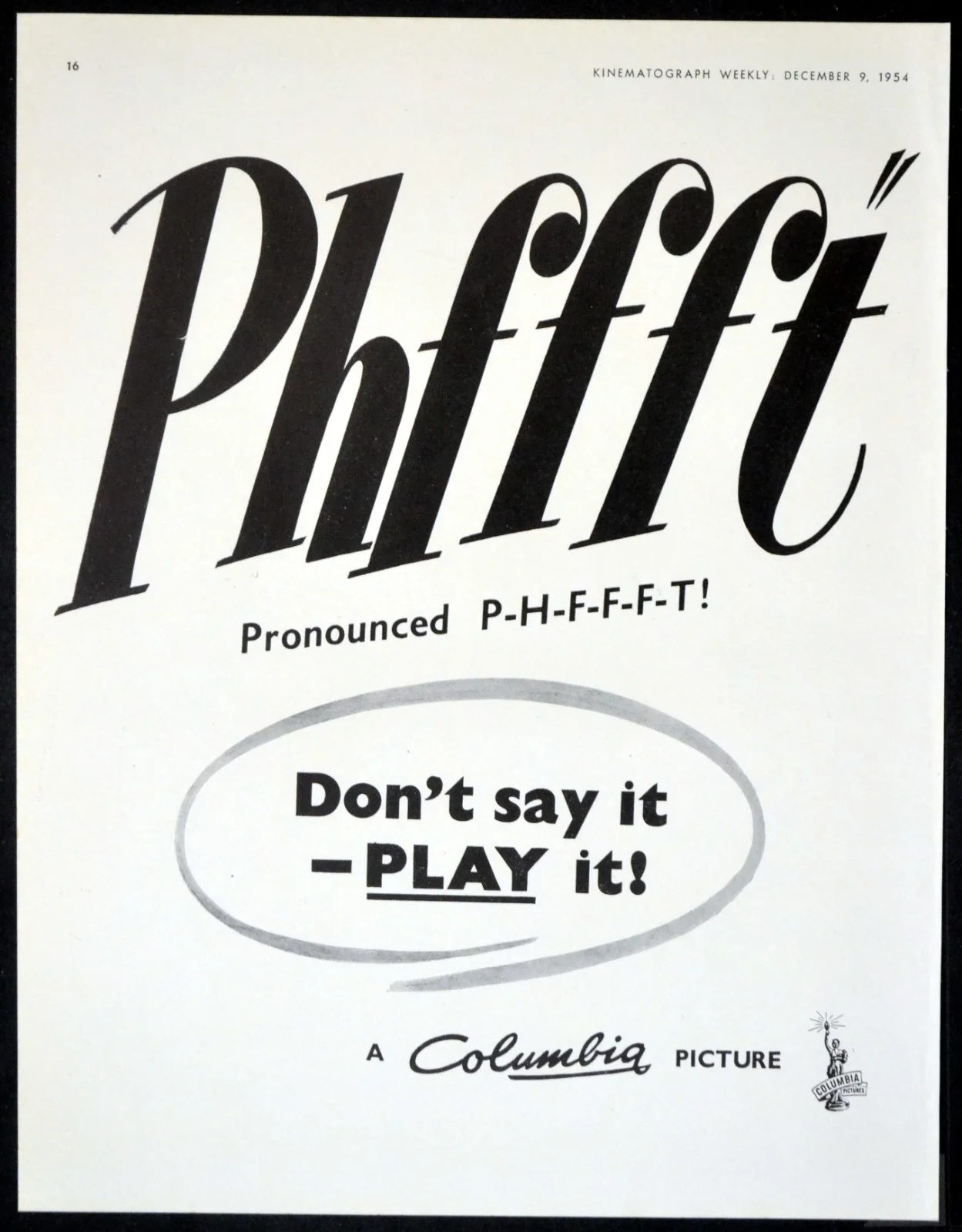 PHFFFT 1954 Judy Holliday, Jack Lemmon, Kim Novak TRADE ADVERT, image 2