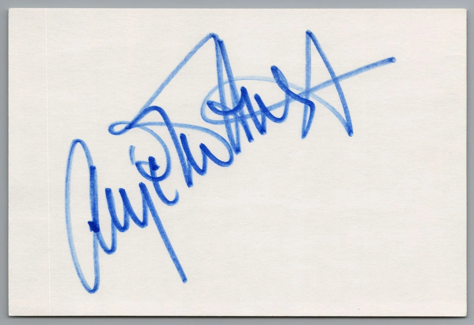 Angelica Huston — Angelica Huston Signed 4x6 Index Card The Addams Family Autographed