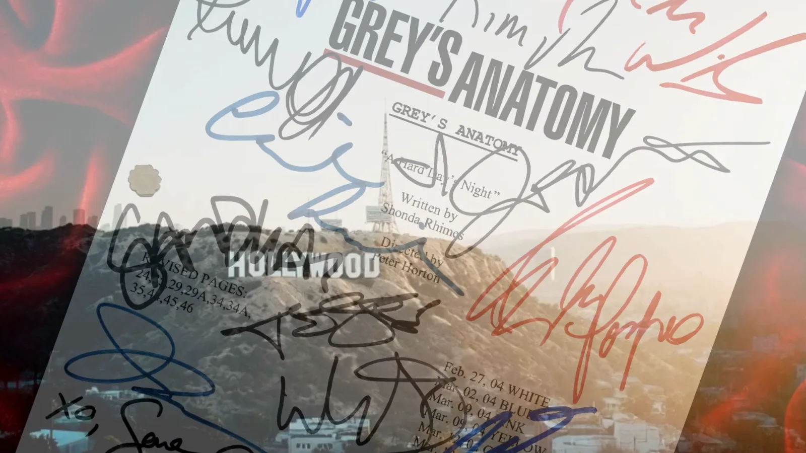 Greys Anatomy, Signed Pilot TV Script with Cast Autographs, Reproduction, image 3
