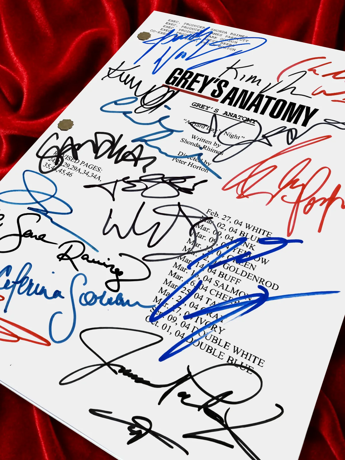 Greys Anatomy, Signed Pilot TV Script with Cast Autographs, Reproduction, image 4