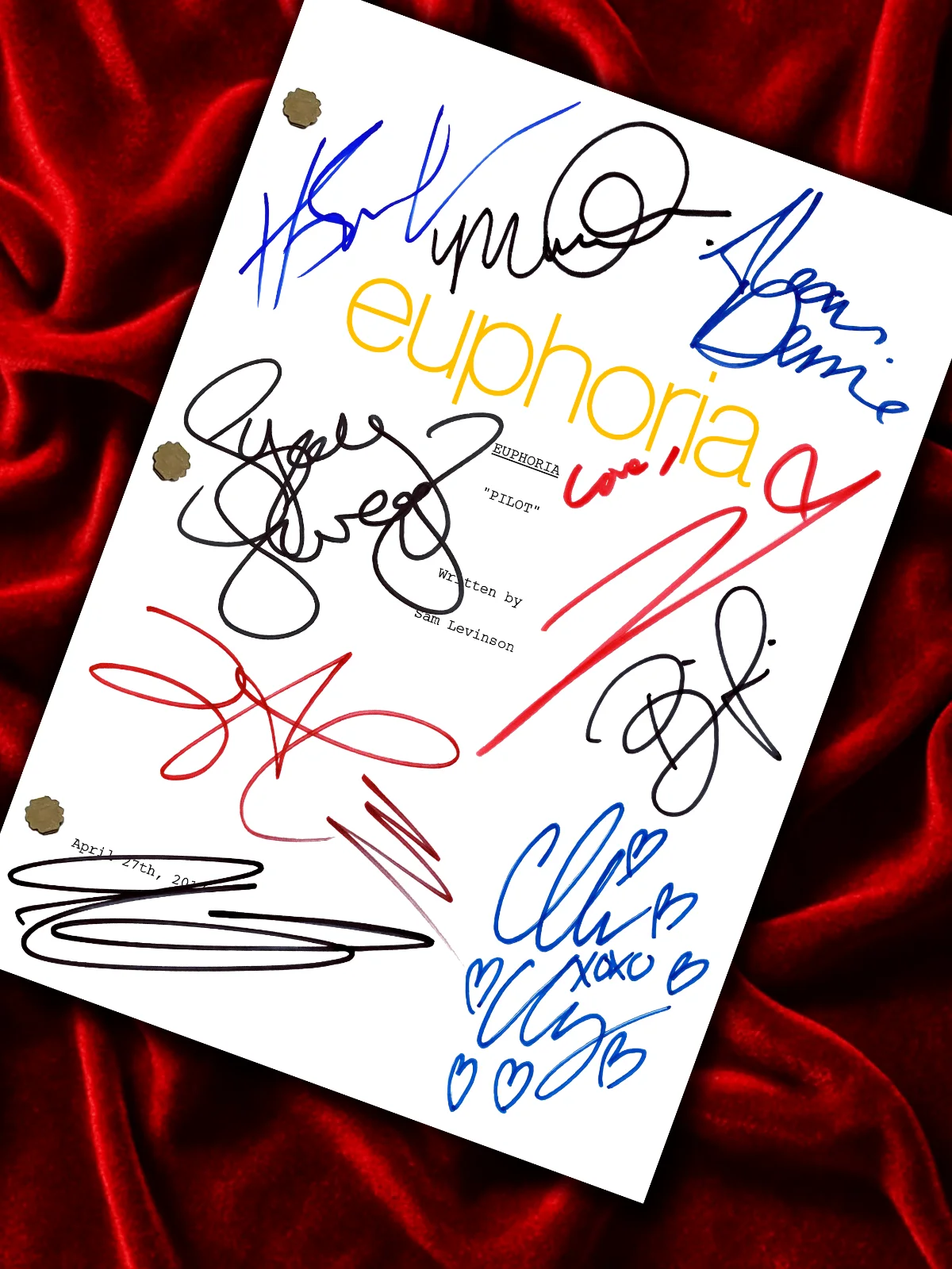 Euphoria Signed TV Show Pilot Script, Full Screen Play Reproduction & Autographs, image 2
