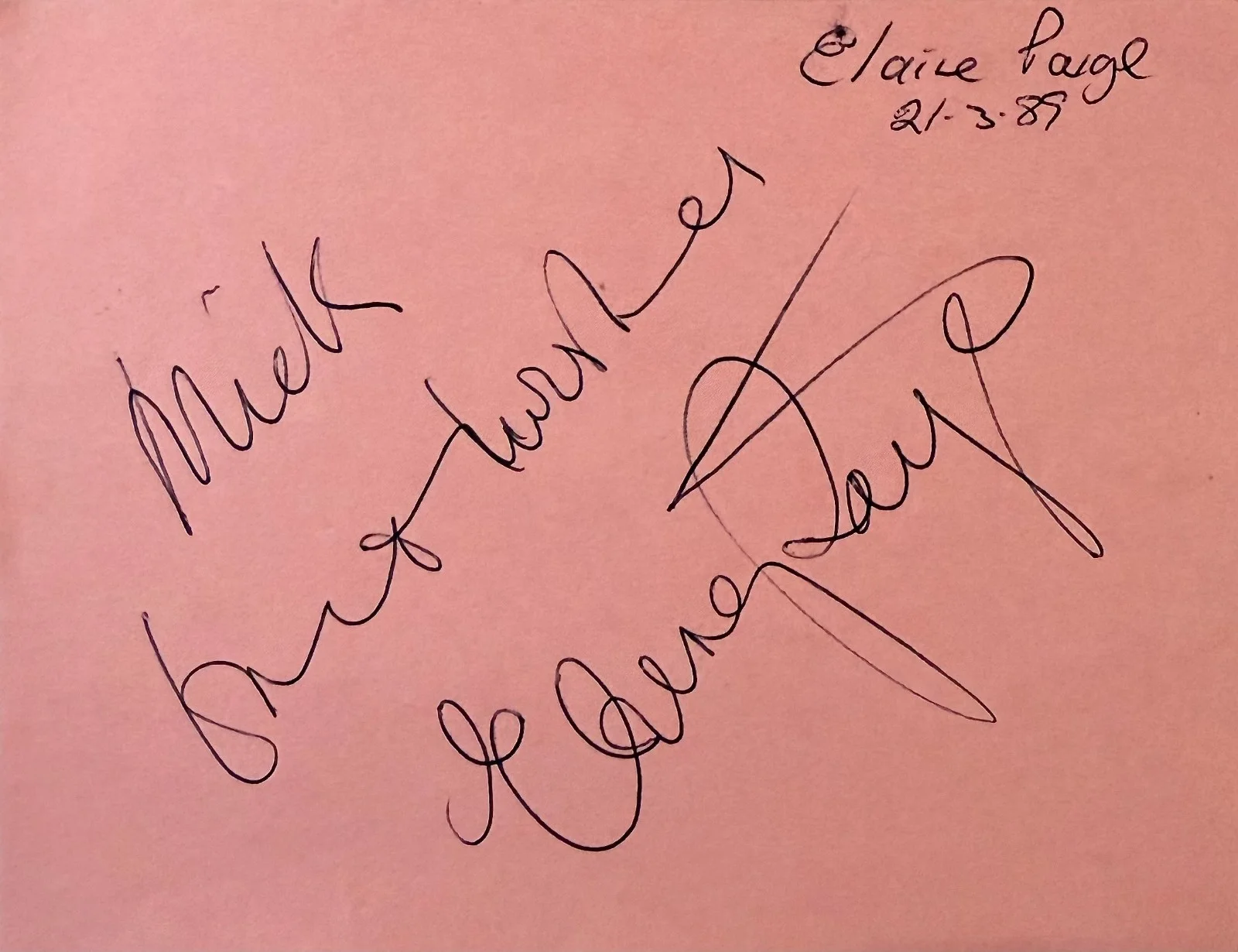 Elaine Paige — ELAINE PAIGE Signed Autographed 4"x 5" ALBUM PAGE A Midsummer Night's Dream CATS