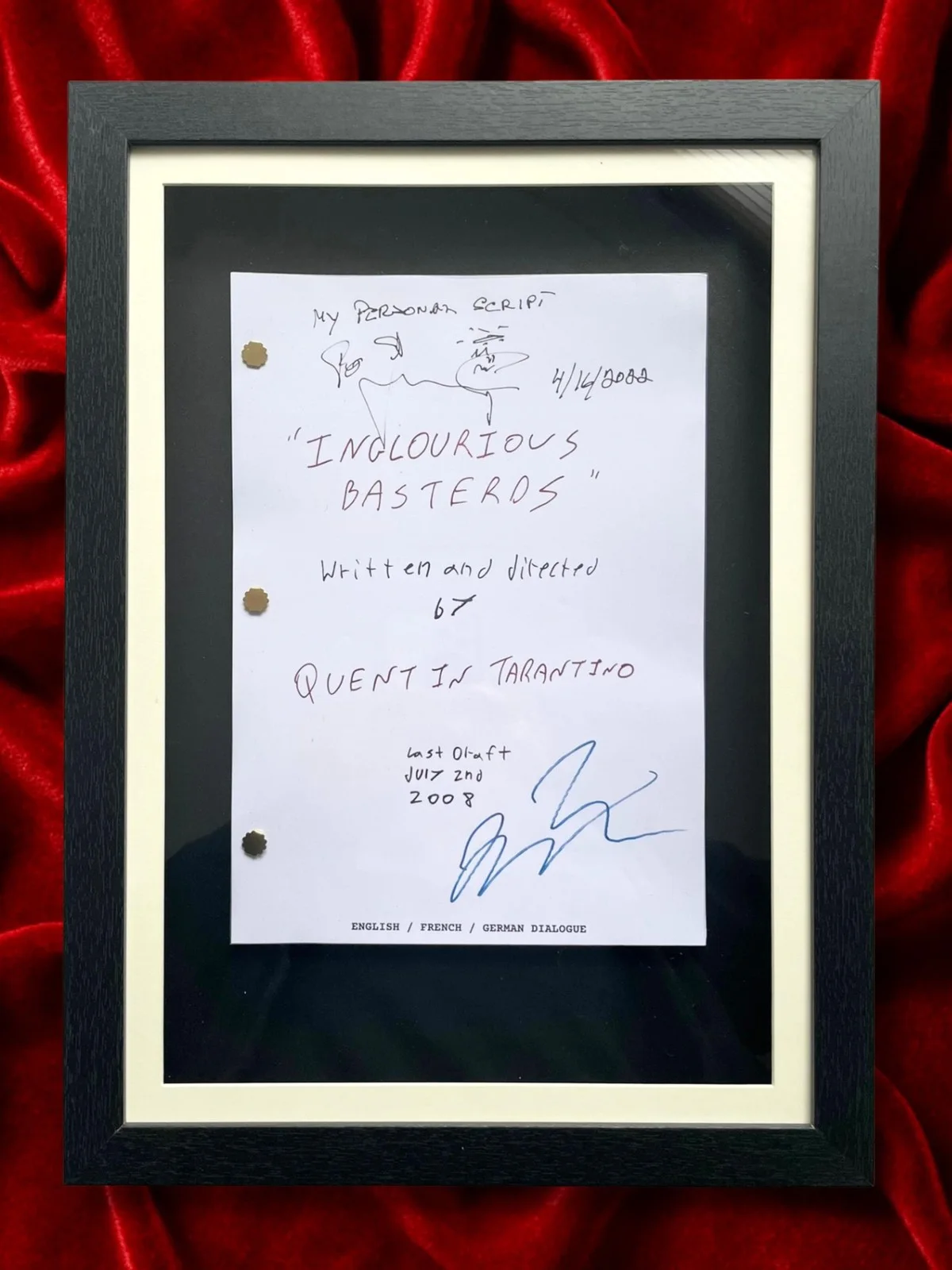 Inglourious Basterds, Signed Movie Script, Full Screenplay Framed Reproduction, image 3