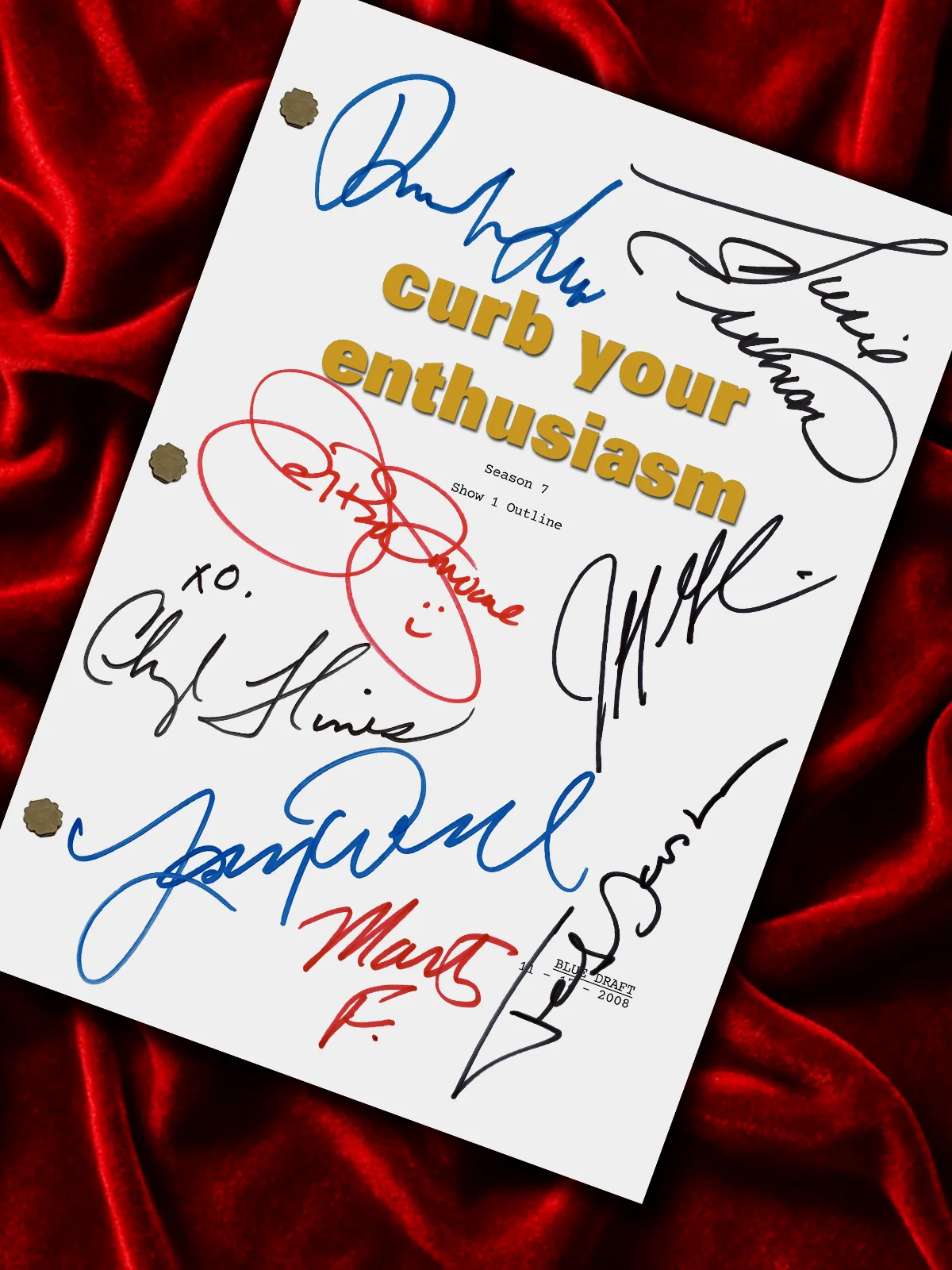Curb Your Enthusiasm, Signed Pilot TV Script plus Cast Autographs, Reproduction, image 2
