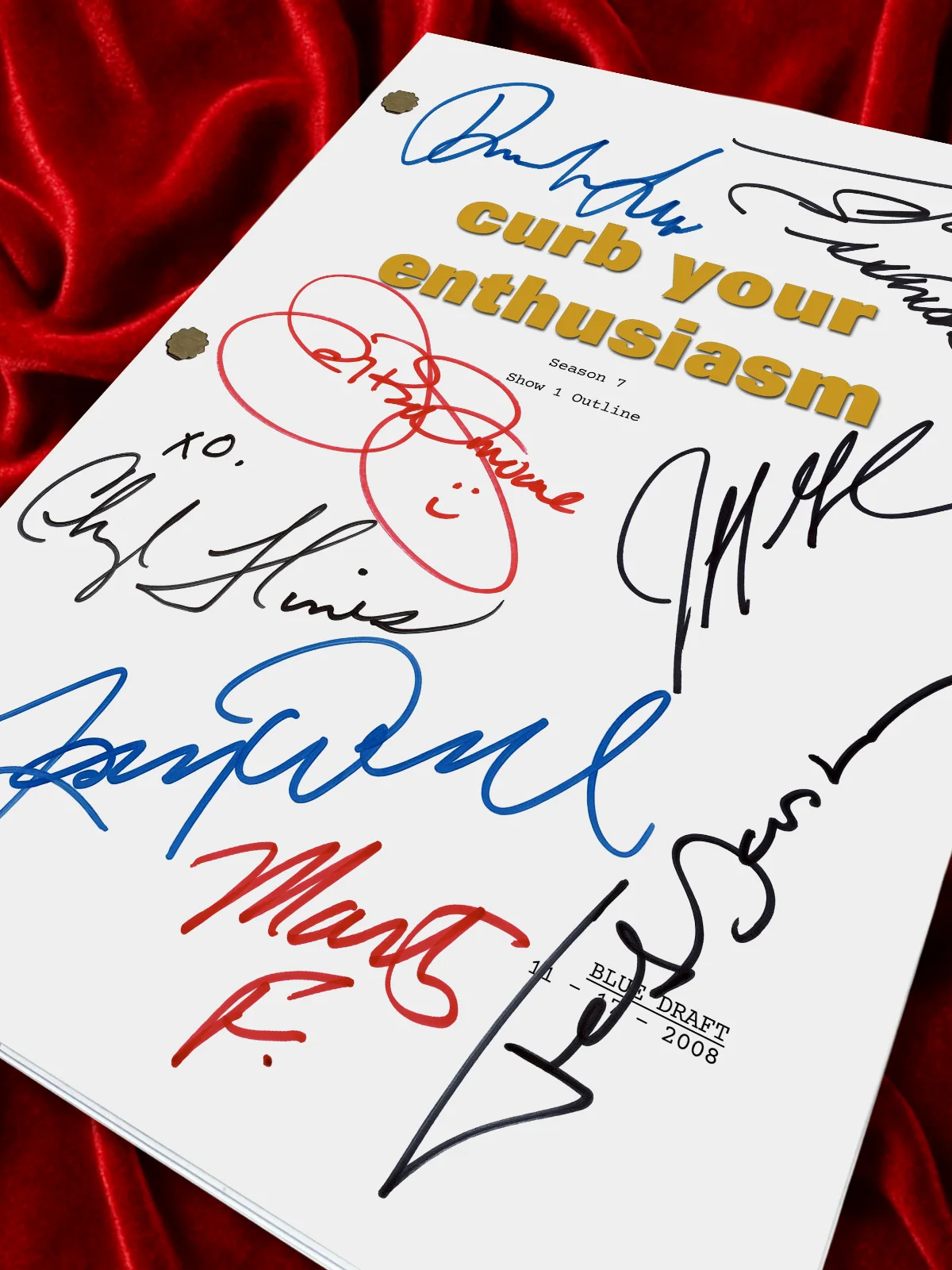 Curb Your Enthusiasm, Signed Pilot TV Script plus Cast Autographs, Reproduction, image 4