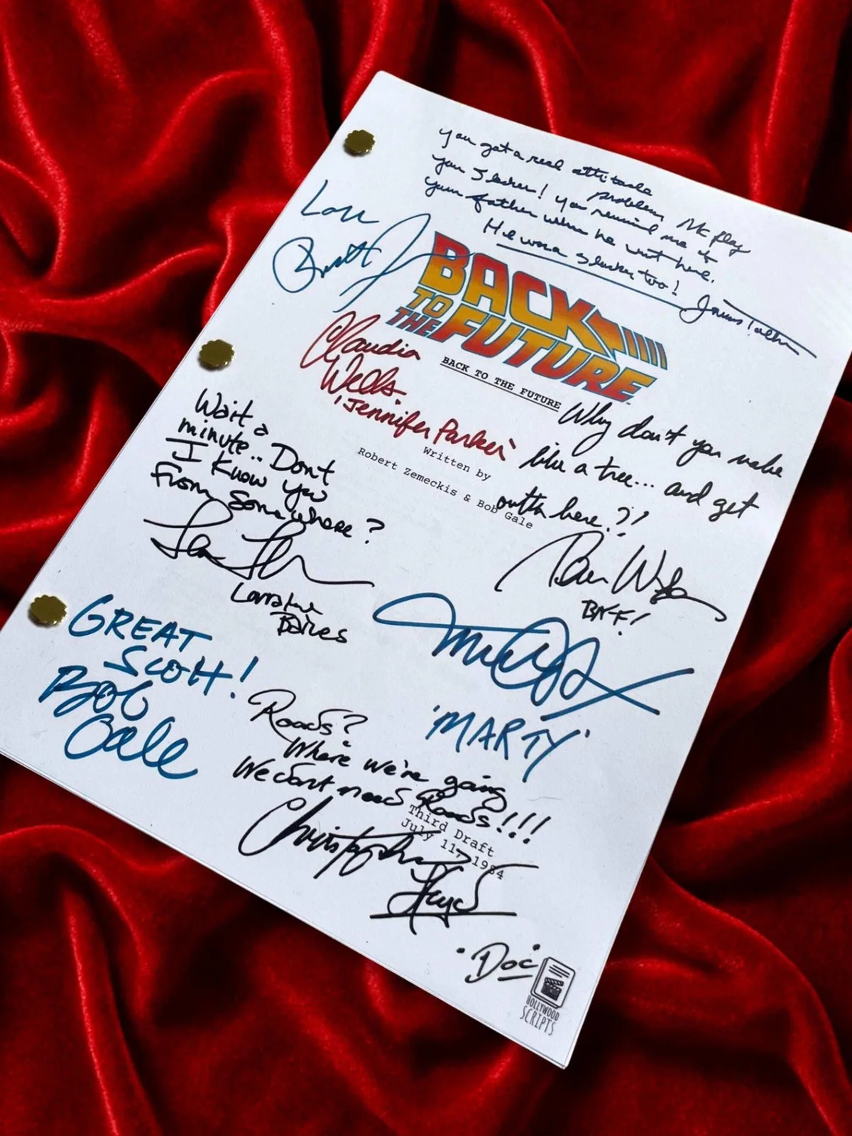 Back To The Future Signed Frame Movie Script with Michael J Fox Reproduction, image 3