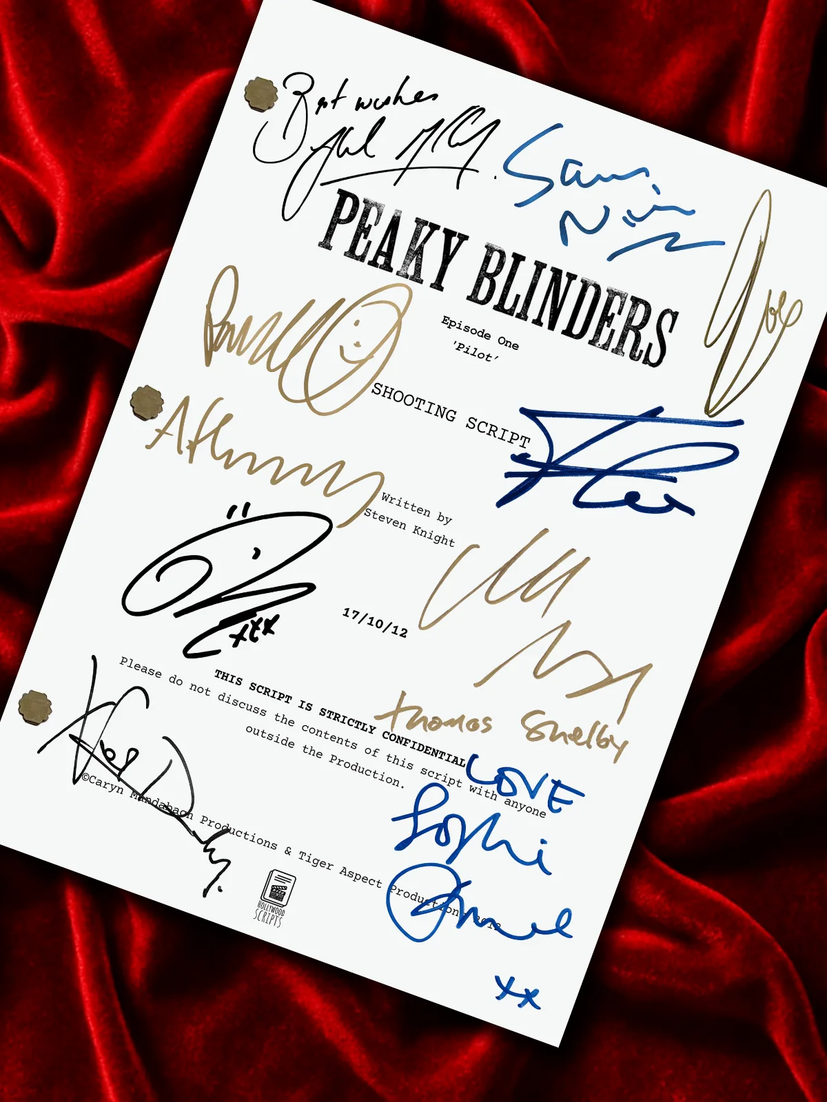 Peaky Blinders Merch, Signed TV Pilot Script, Cillian Murphy & Cast Autographs, image 2