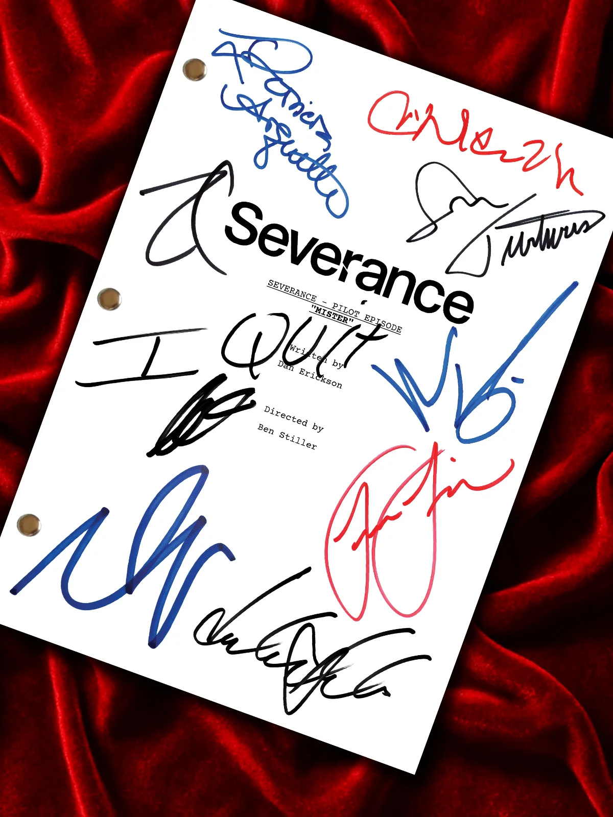 Severance, Signed Pilot TV Script with Cast Autographs, Movie Prop Reproduction, image 2