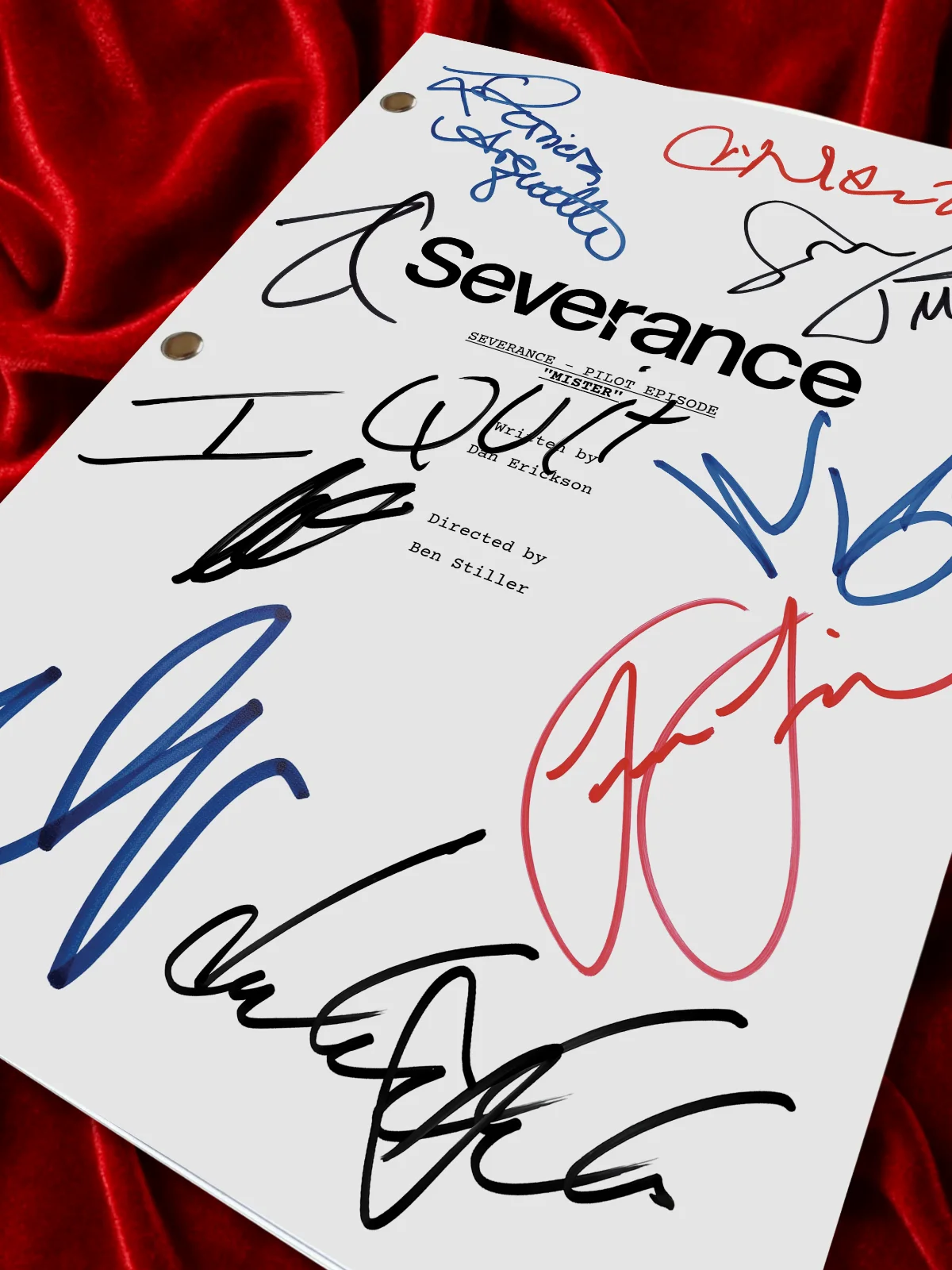 Severance, Signed Pilot TV Script with Cast Autographs, Movie Prop Reproduction, image 4