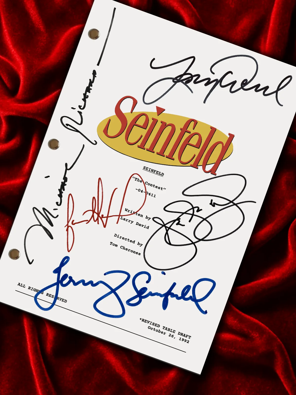 Seinfeld, Signed TV Script, The Contest, Full Screenplay Reproduction + Cast, image 2