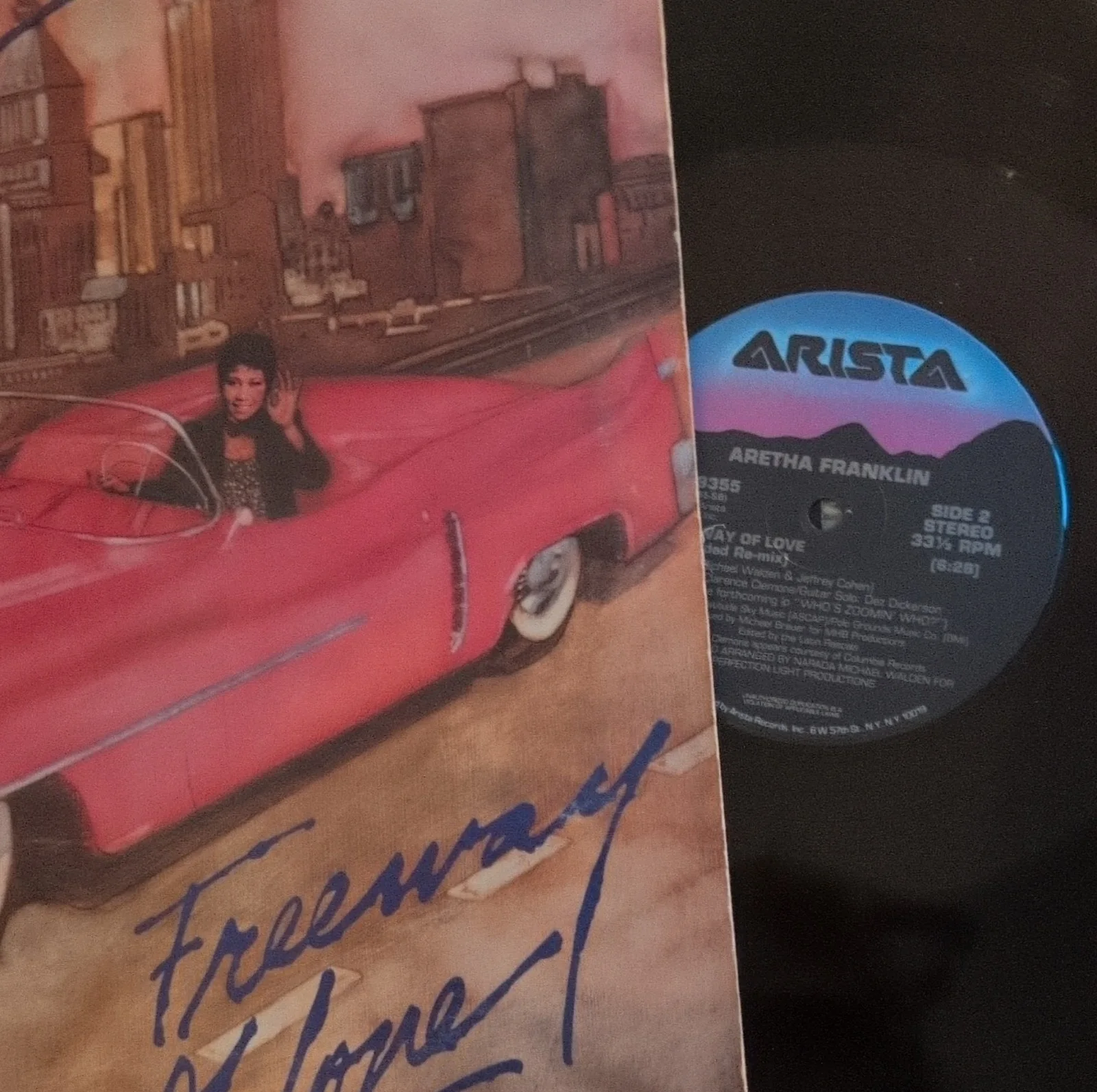 Aretha Franklin Autographed Freeway of Love Vinyl Record Arista 40-03155, изображение 2