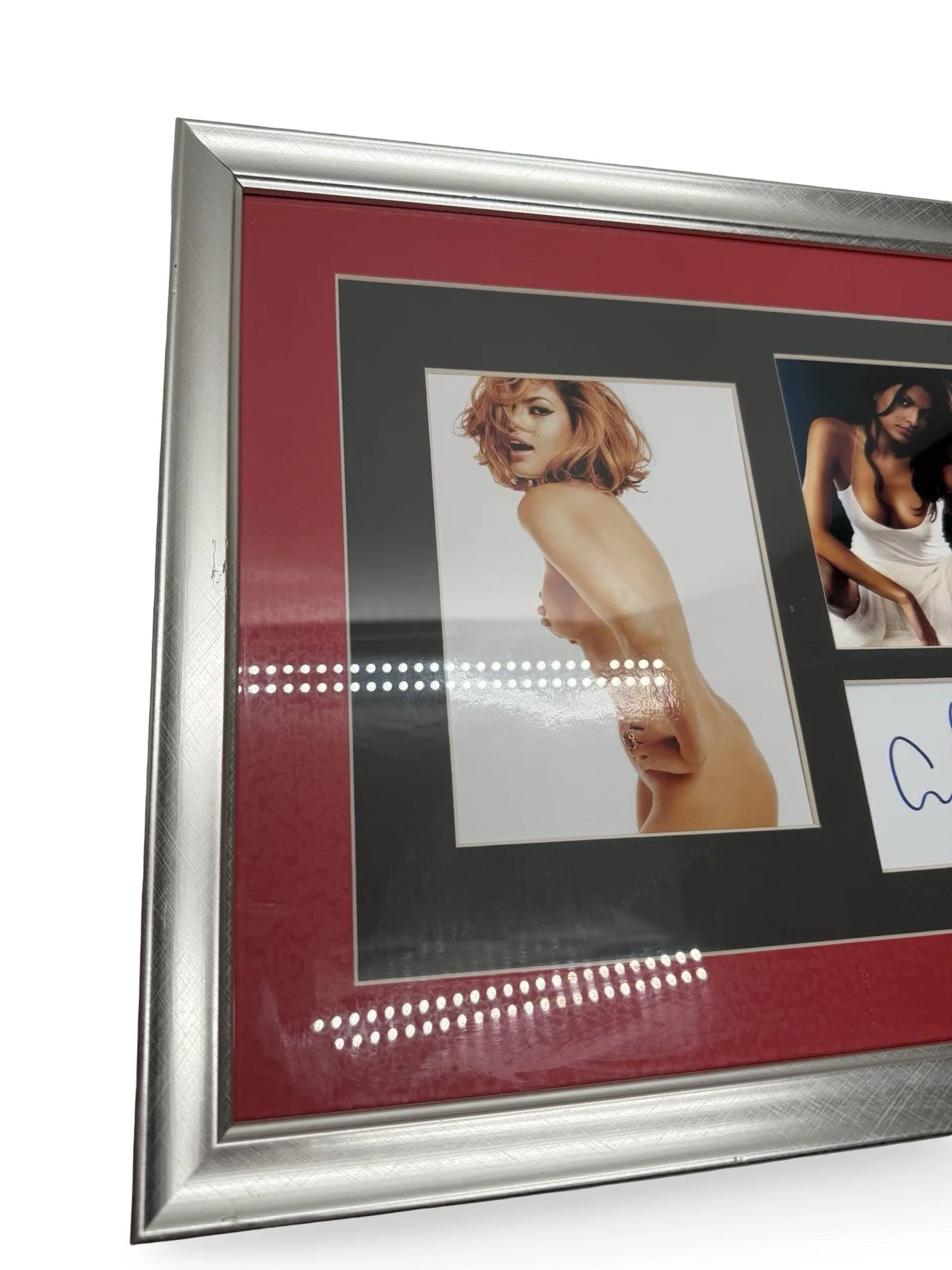 Eva Mendes signed piece of paper mounted with two photo prints Framed, image 2