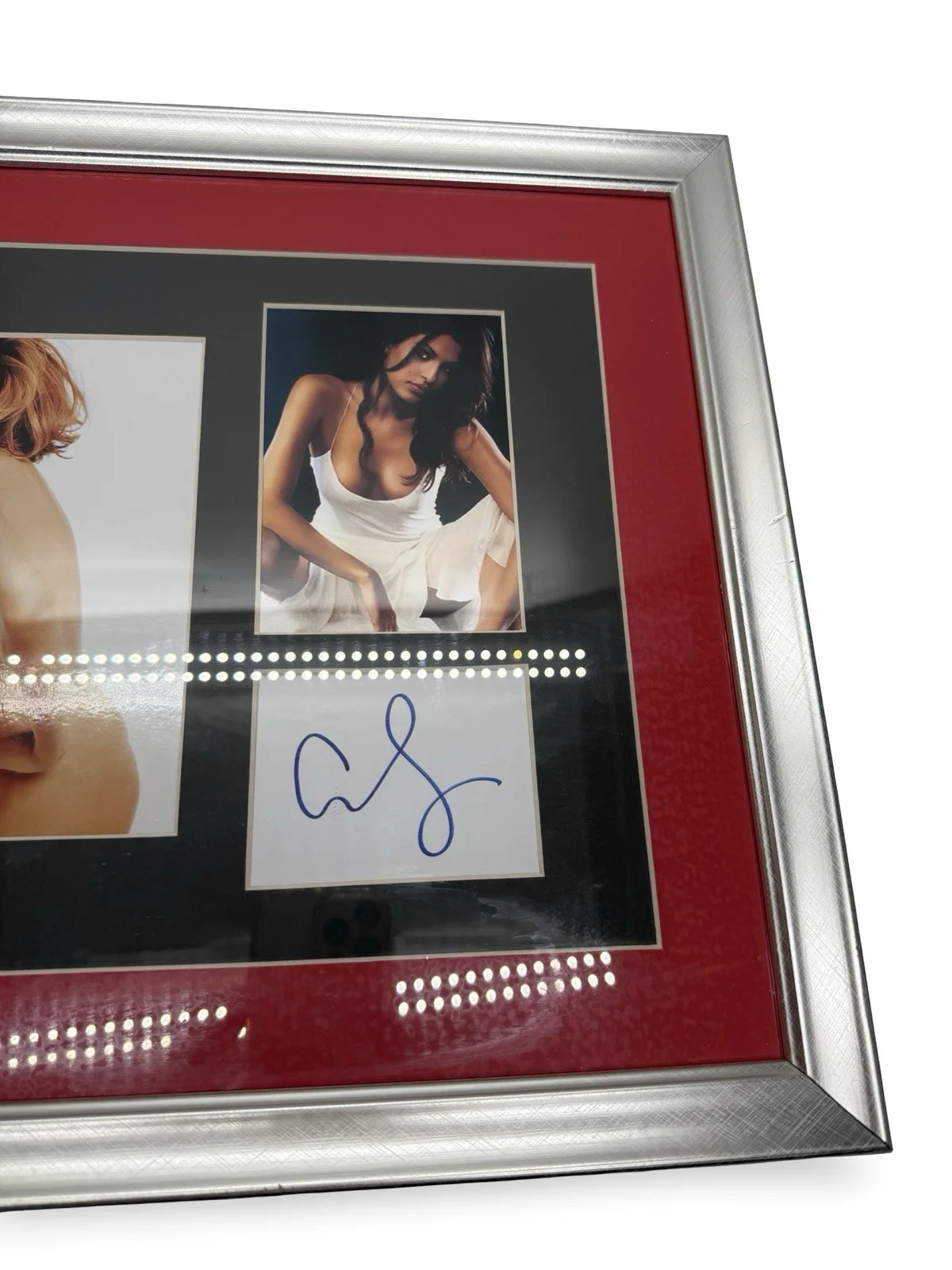 Eva Mendes signed piece of paper mounted with two photo prints Framed, image 3