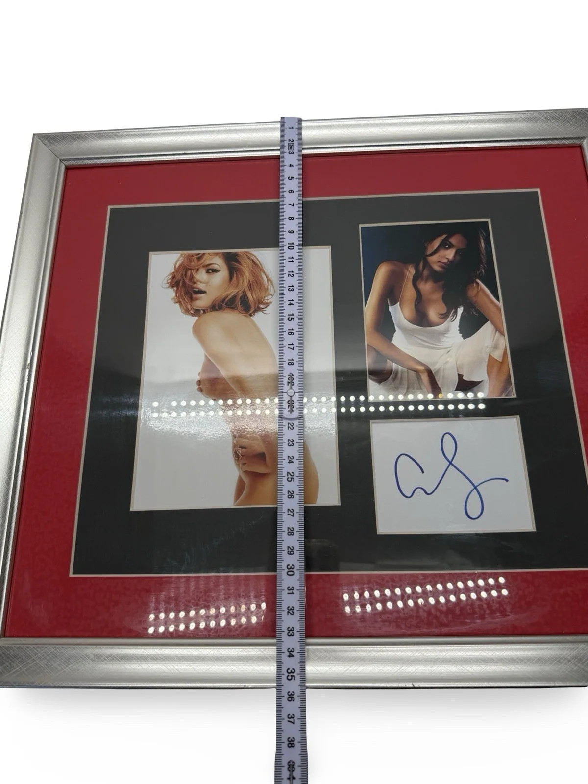 Eva Mendes signed piece of paper mounted with two photo prints Framed, image 4