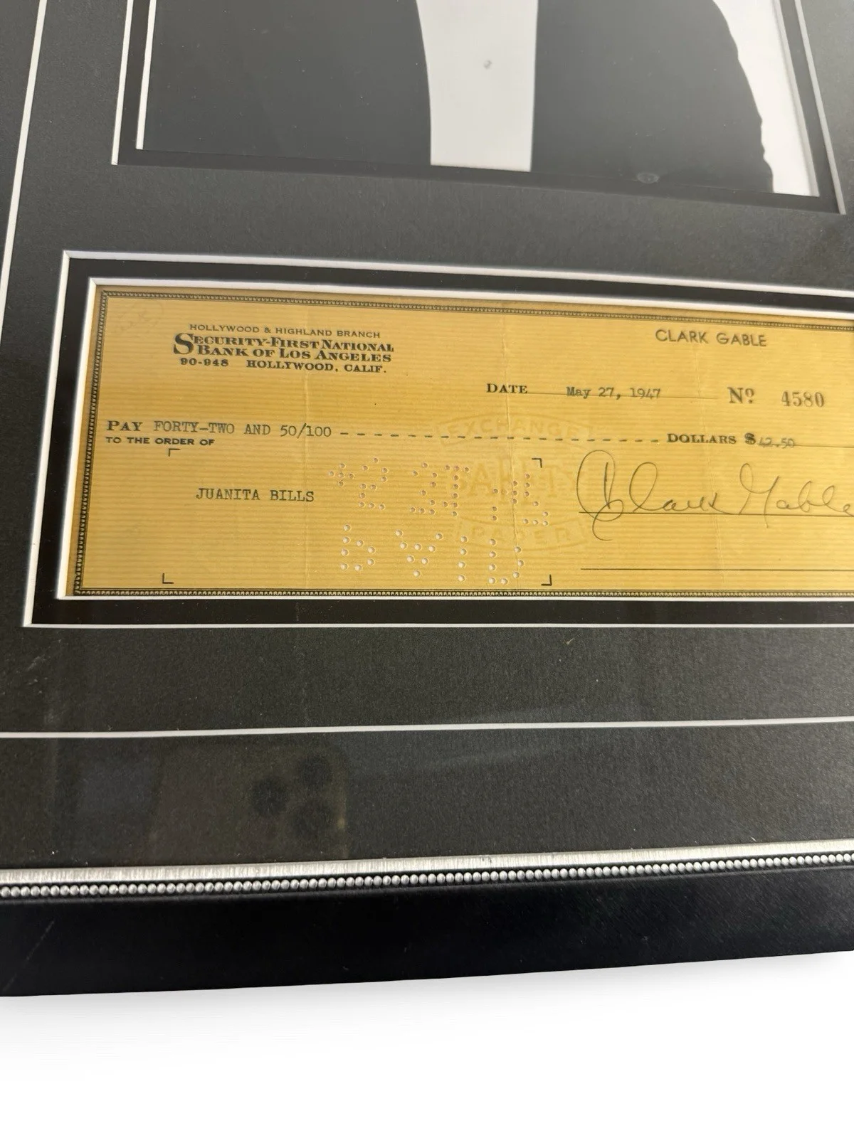 Clark Gable Signed/Autographed Bank Check with Photo Framed, image 4