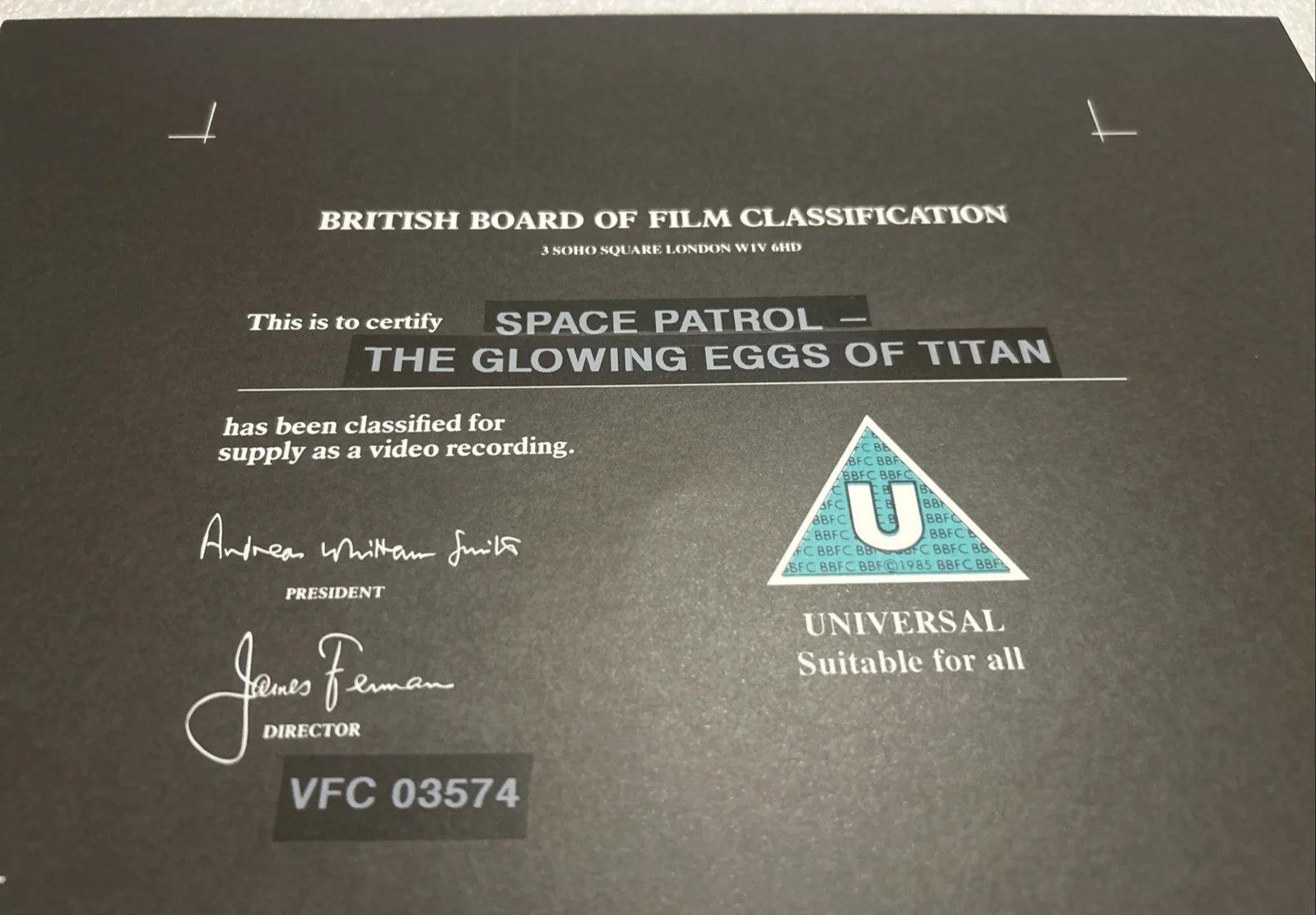 BBFC Black Certificate Card - 1963 Space Patrol S1E14 - Early Marionette Sci-Fi, изображение 4