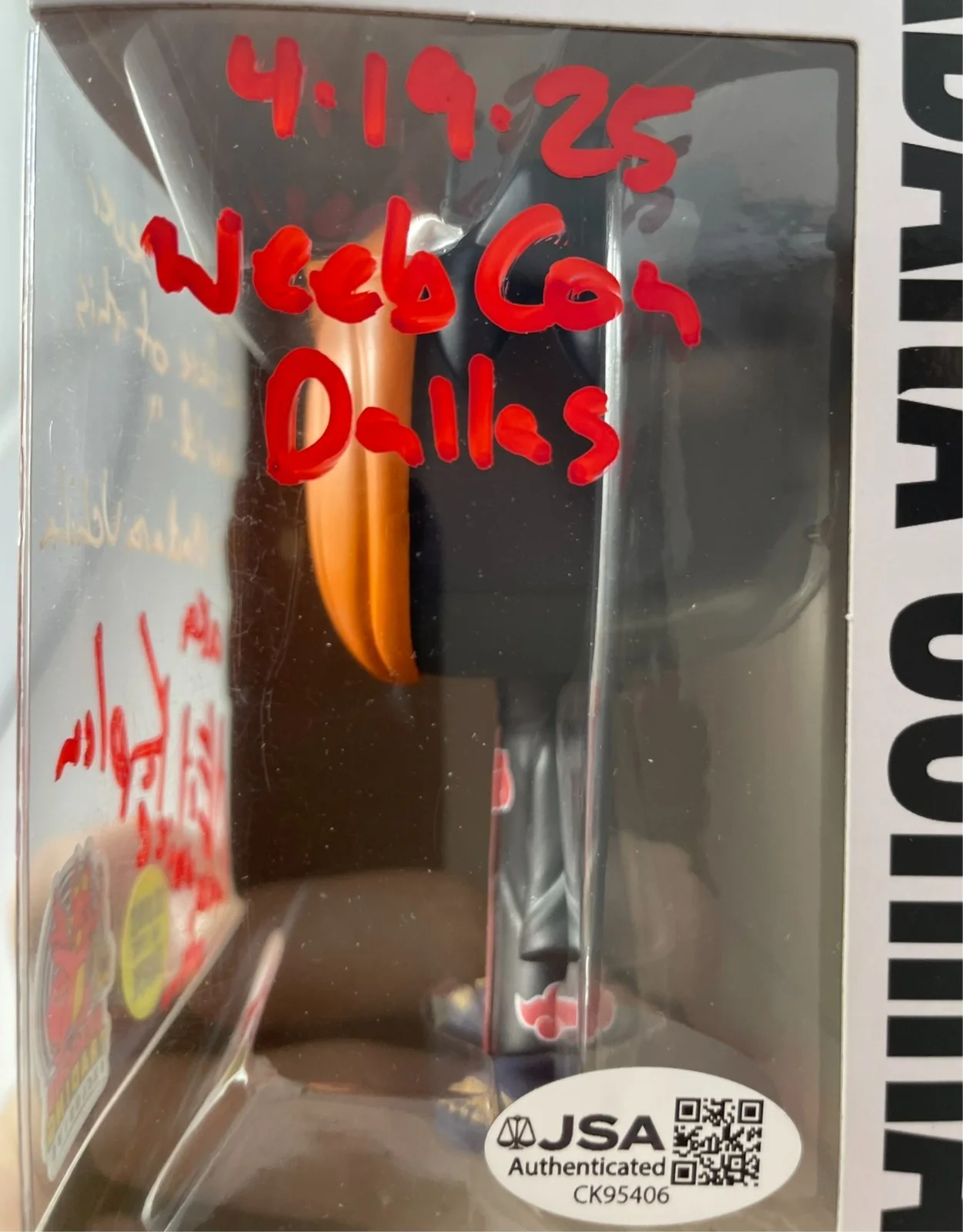 Neil Kaplan — Neil Kaplan Signed Naruto Shippuden Madara Uchiha DTE GITD Funko POP! JSA COA, image 3