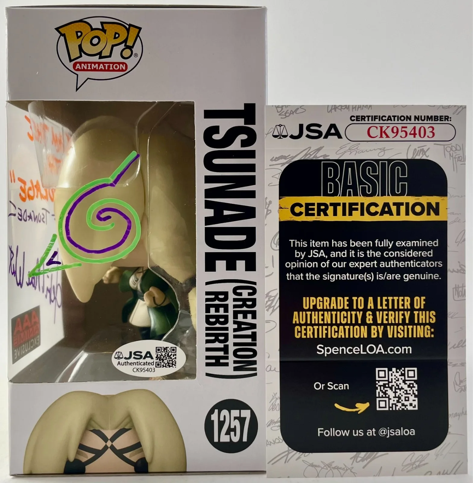 Debi Mae West — Debi Mae West Signed Naruto Shippuden Tsunade AAA AE Funko POP! Vinyl JSA COA, image 4