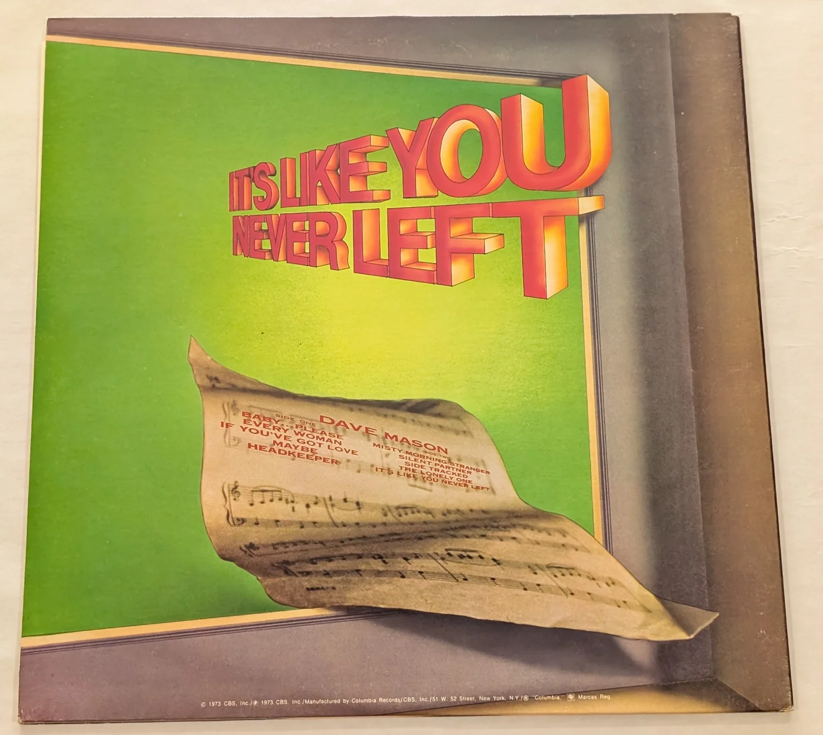 Dave Mason It's Like You Never Left SIGNED AUTOGRAPHED vinyl LP Coumbia 1973, image 2