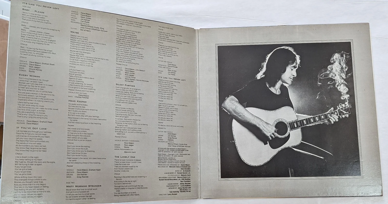 Dave Mason It's Like You Never Left SIGNED AUTOGRAPHED vinyl LP Coumbia 1973, image 4