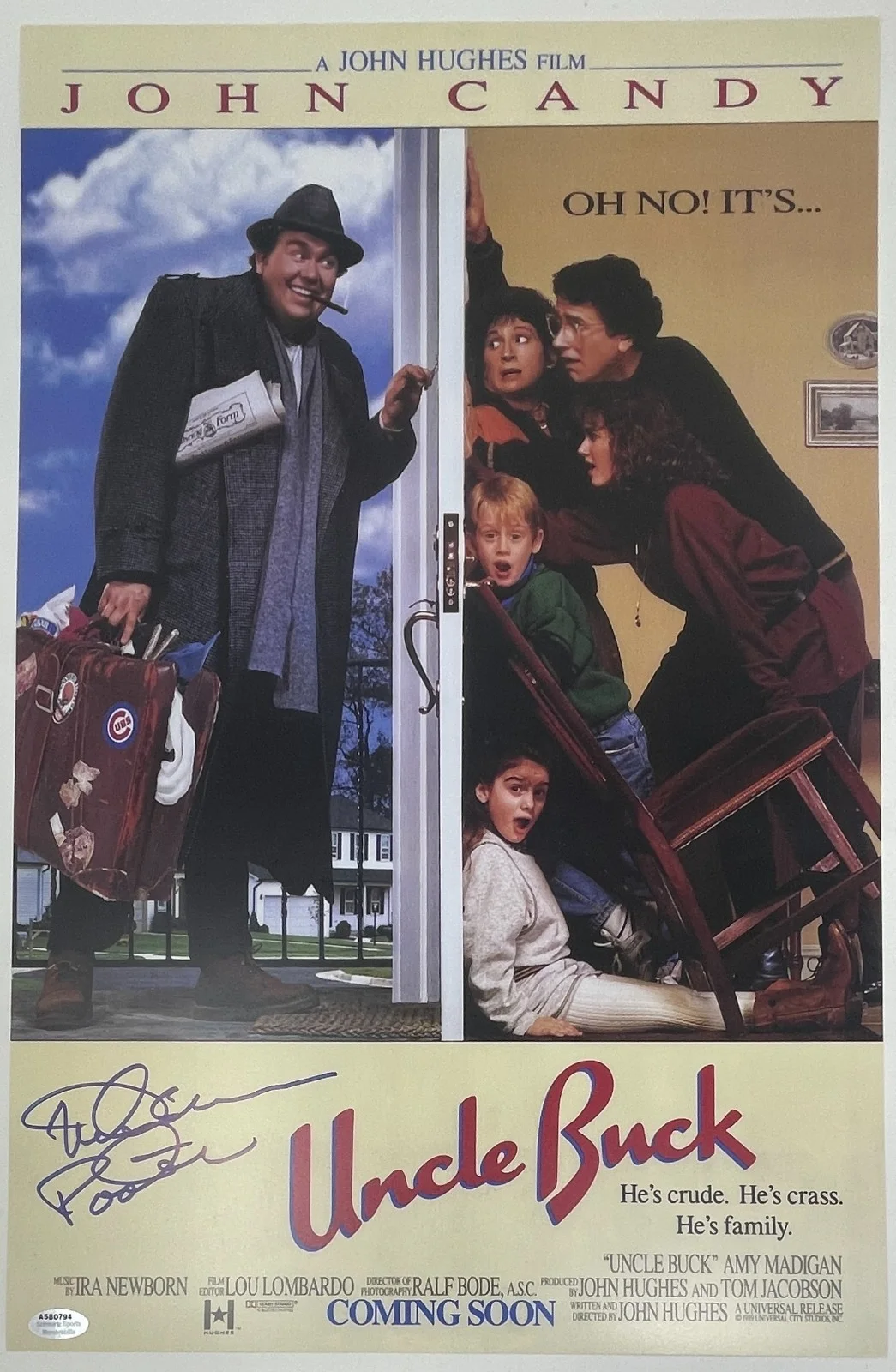 Mike Starr — Mike Starr Signed Uncle Buck 11x17 Movie Poster Pooter The Clown John Candy COA, изображение 2