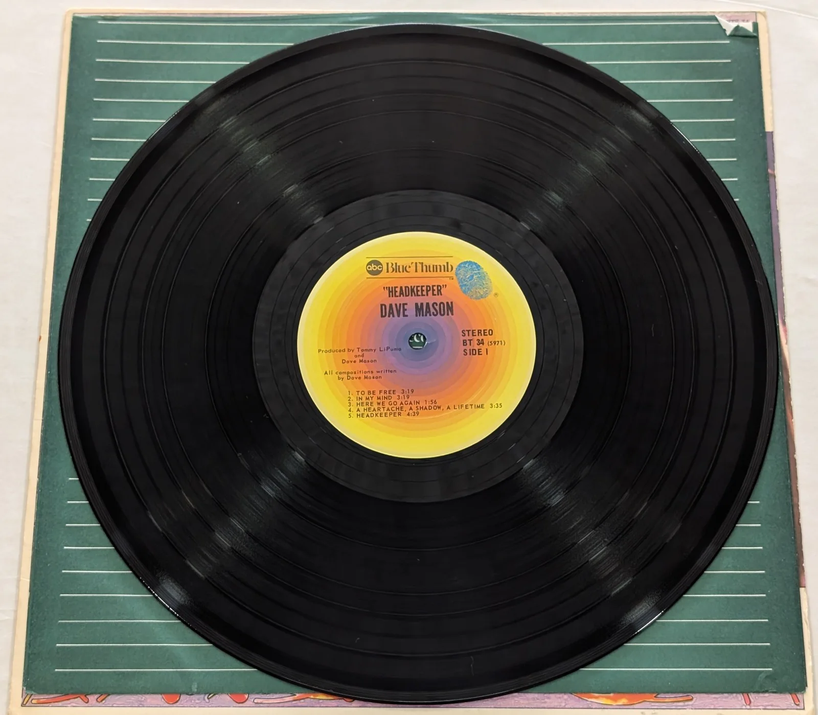 Dave Mason Headkeeper SIGNED AUTOGRAPHED vinyl LP Blue Thumb BTS 34 1972 Traffic, image 4